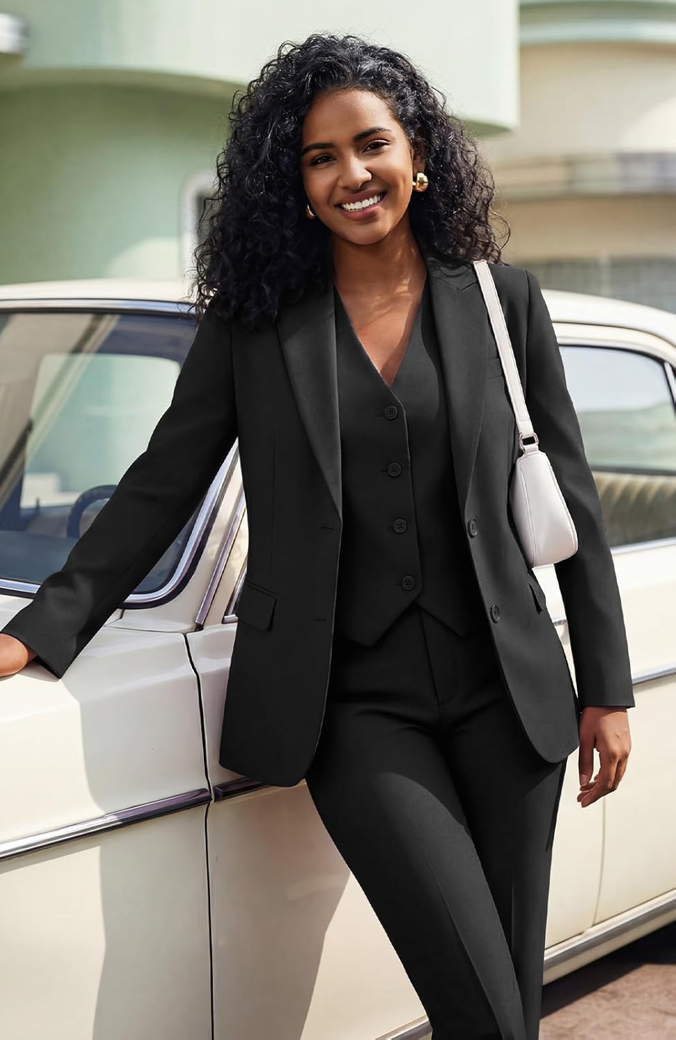 Kelyaa Women's 3 Piece Suit Set Two Button Lady Dressy Business Office Work Tuxedo Professional Blazer Vest and Pants Outfits