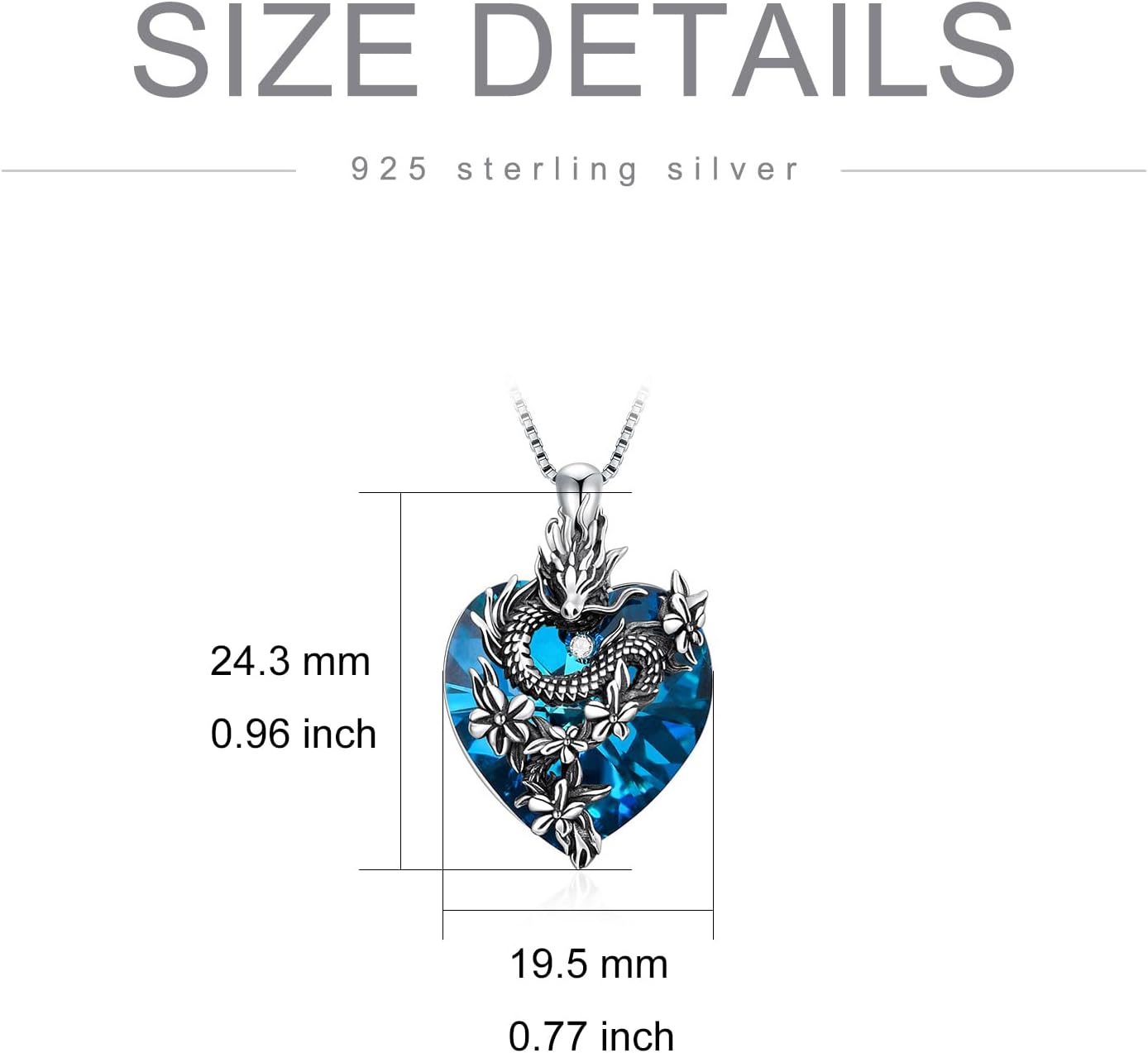 PROESS Dragon Necklace 925 Sterling Silver Heart Crystal Abalone Pendant Dragon Crystal Urn Necklace Jewelry Gifts for Women Men for Birthday Christmas - Image 3