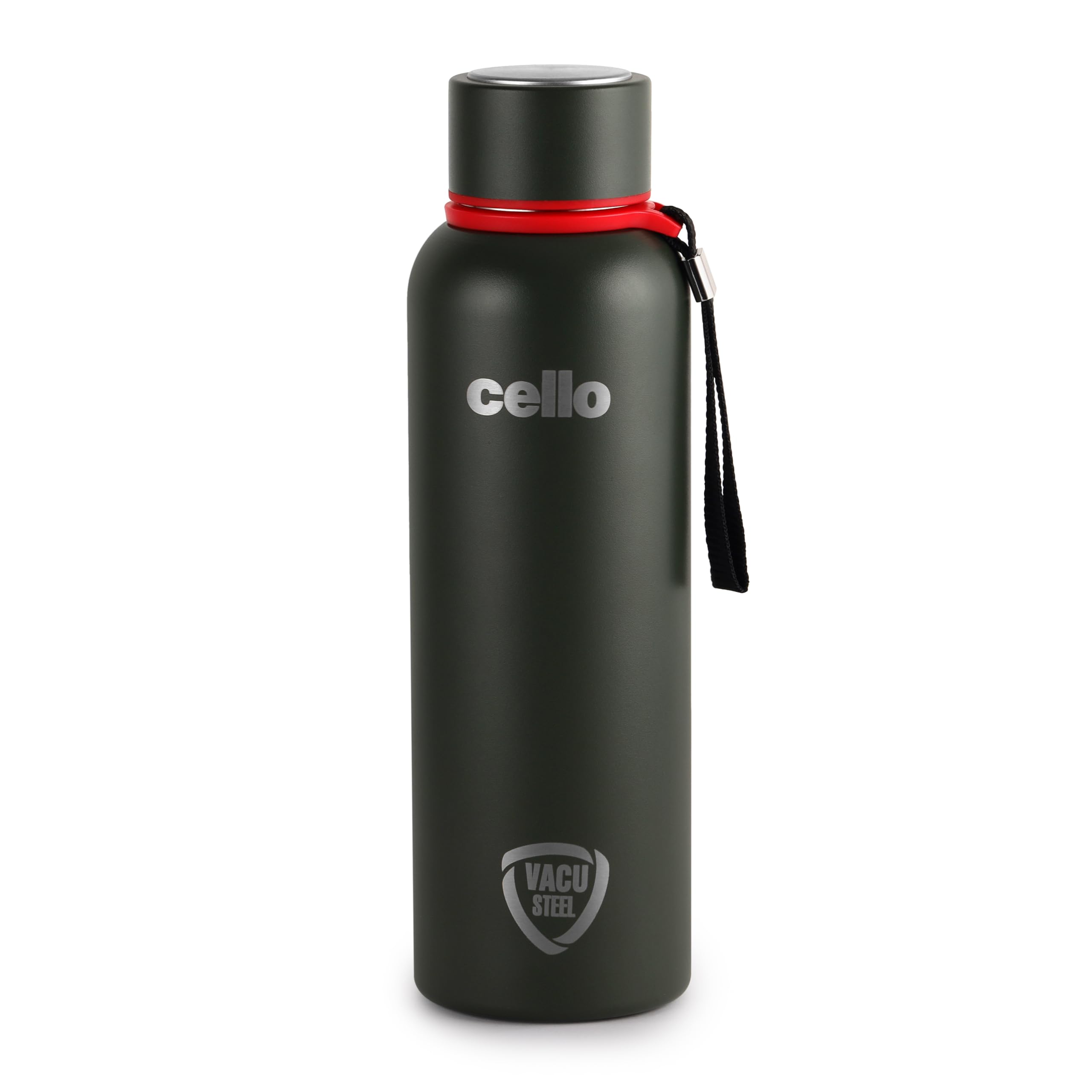 Cello Duro Kent Thermosteel Water Bottle 750ml, Military Green | ISI Certified | 24 Hours Hot & Cold Flask | Double Walled Vacuum Insulated Bottle | Ideal for Personal Use, Corporate & Festive Gifting