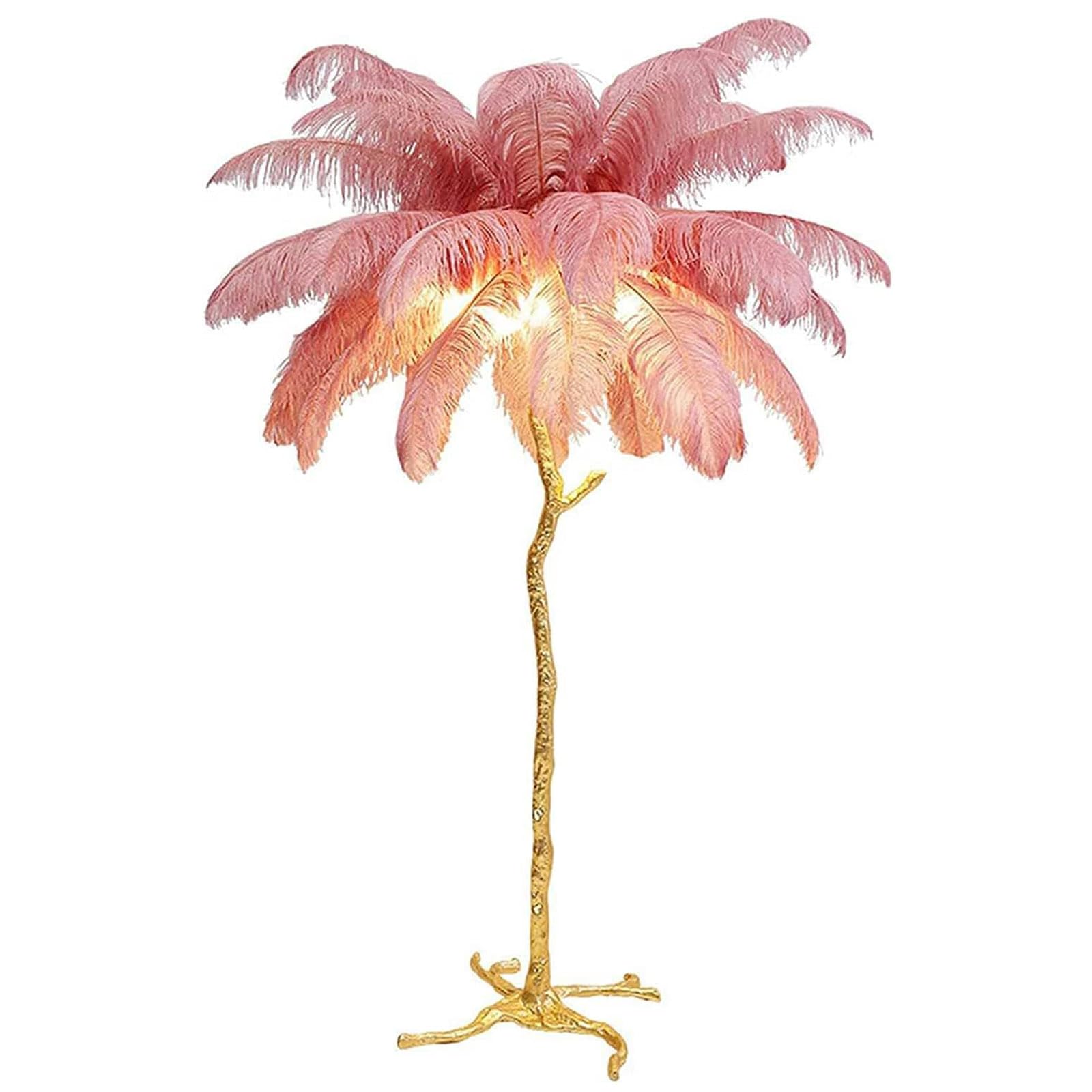 CCXXYGWJ Lampada da Romantica con Piume di Struzzo, Lampada a LED con Piume di Struzzo in Resina di Lusso, Lampada da dimmerabile in 3 Colori con Piede, Lampada da Lettura Decorativa ad Angolo per