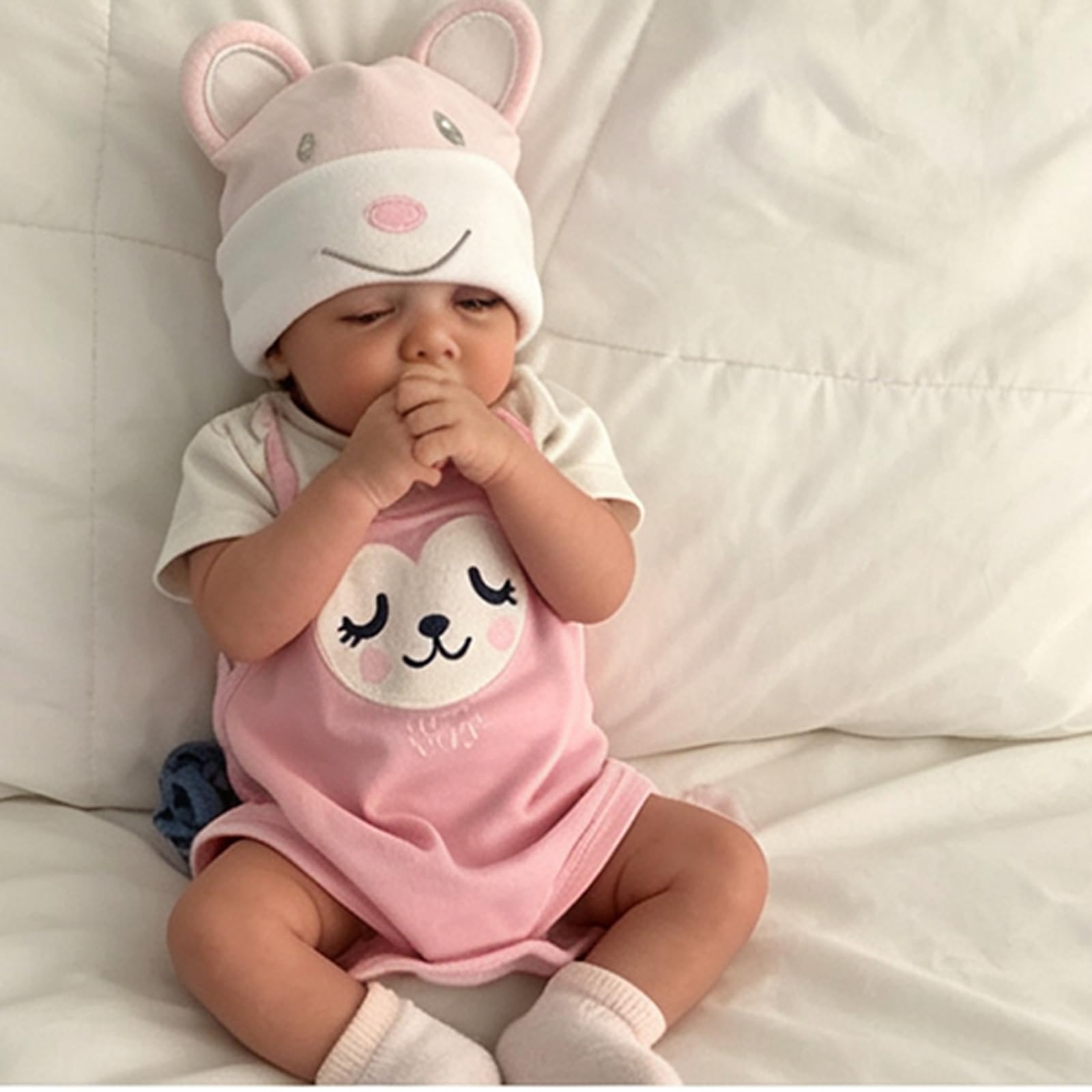 Reborn Baby Doll 50 cm realistyczna miękka winylowa lalka Reborn Baby Doll wygląda jak prawdziwe dziecko zamknięte oczy uśmiechnięta dziewczyna ręcznie nadaje się do prania lalki