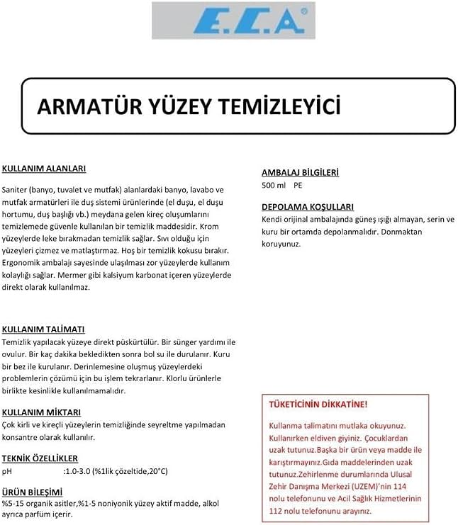 E.C.A E.c.a. Batarya Musluk Armatür Yüzey Temizleme Parlatıcı Sprey