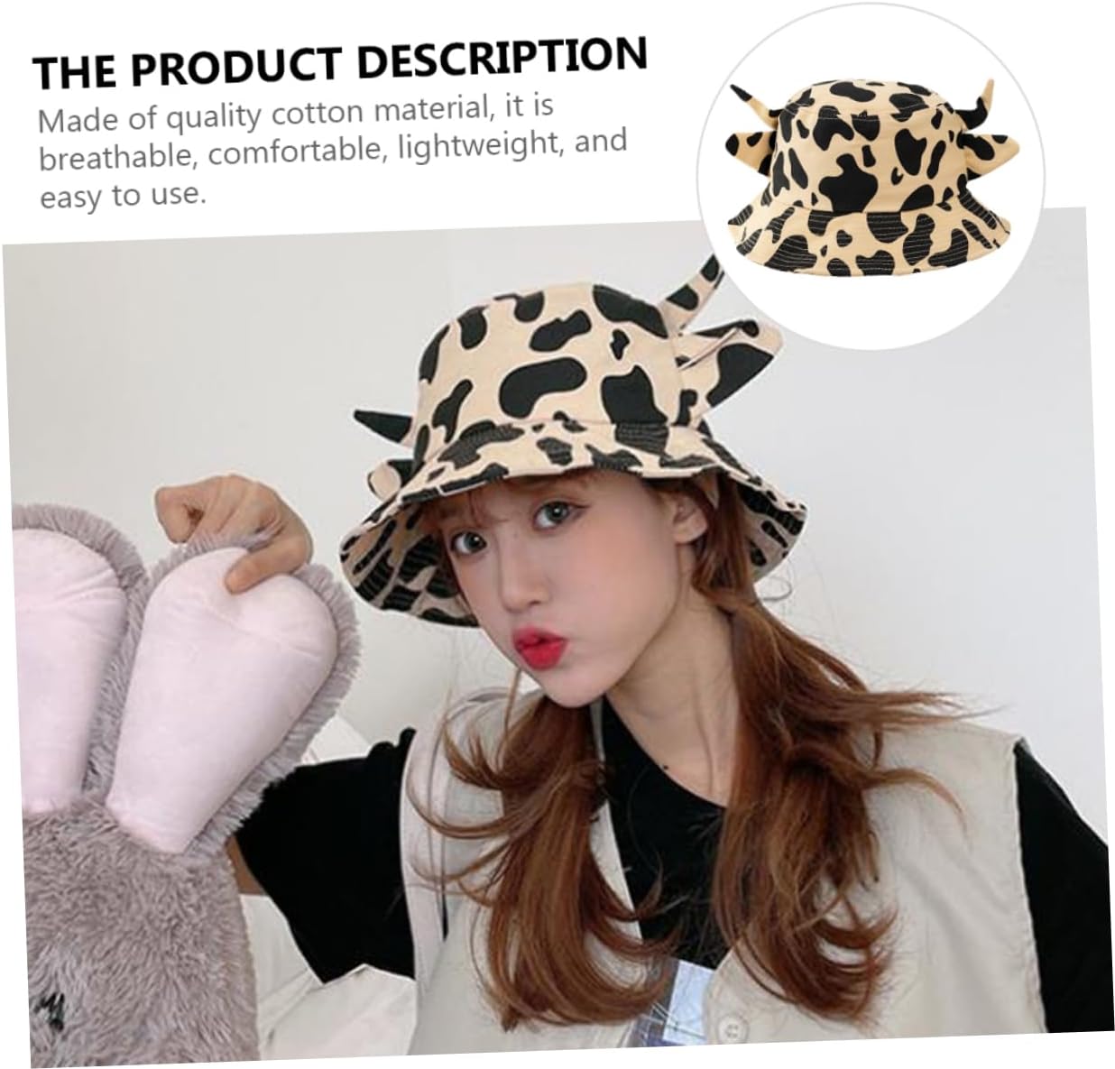 BESPORTBLE 1pc Cow Prints Bucket Hat for Women Stylish Cotton Fisherman Hat Wide Brim for Beach Activities UPF Lightweight and Comfortable for Outdoor Fun and Travel Khaki