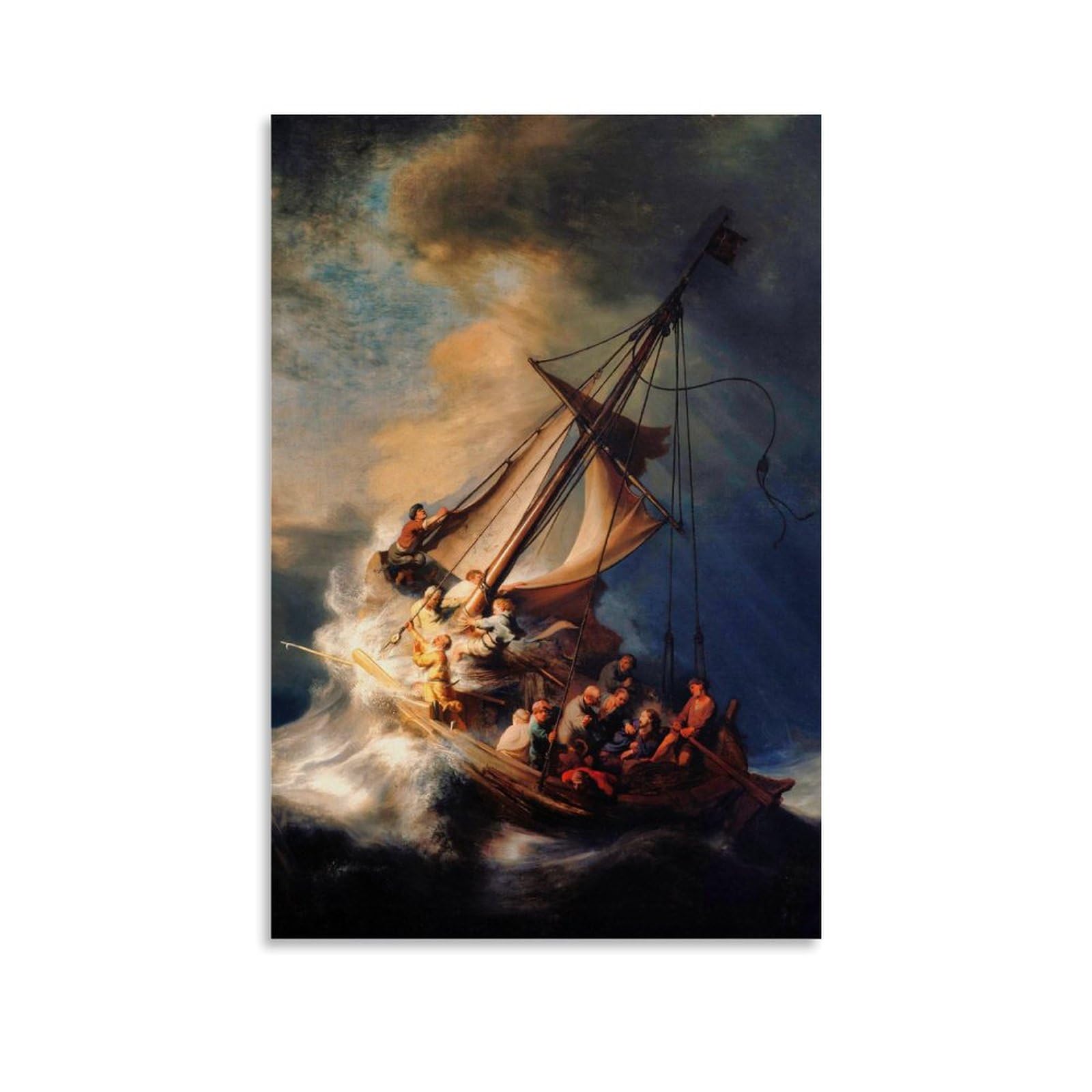Xuxuecc Unframe Rembrandt Harmenszoon Van Rijn Wall Art Prints Paintings Poster The Storm On The Sea Of Galilee Wall Art Aesthetic Canvas Painting Picture Living Room Decor Home 20X30inch(50X75cm)