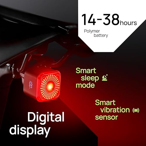 Miniatura 5 de Smart Bike Lights Front and Back, R15 Kit, USB C Rechargeable with Auto Brake Sensing, 500 Lumen Waterproof Bicycle Headlight & Tail Light Set for