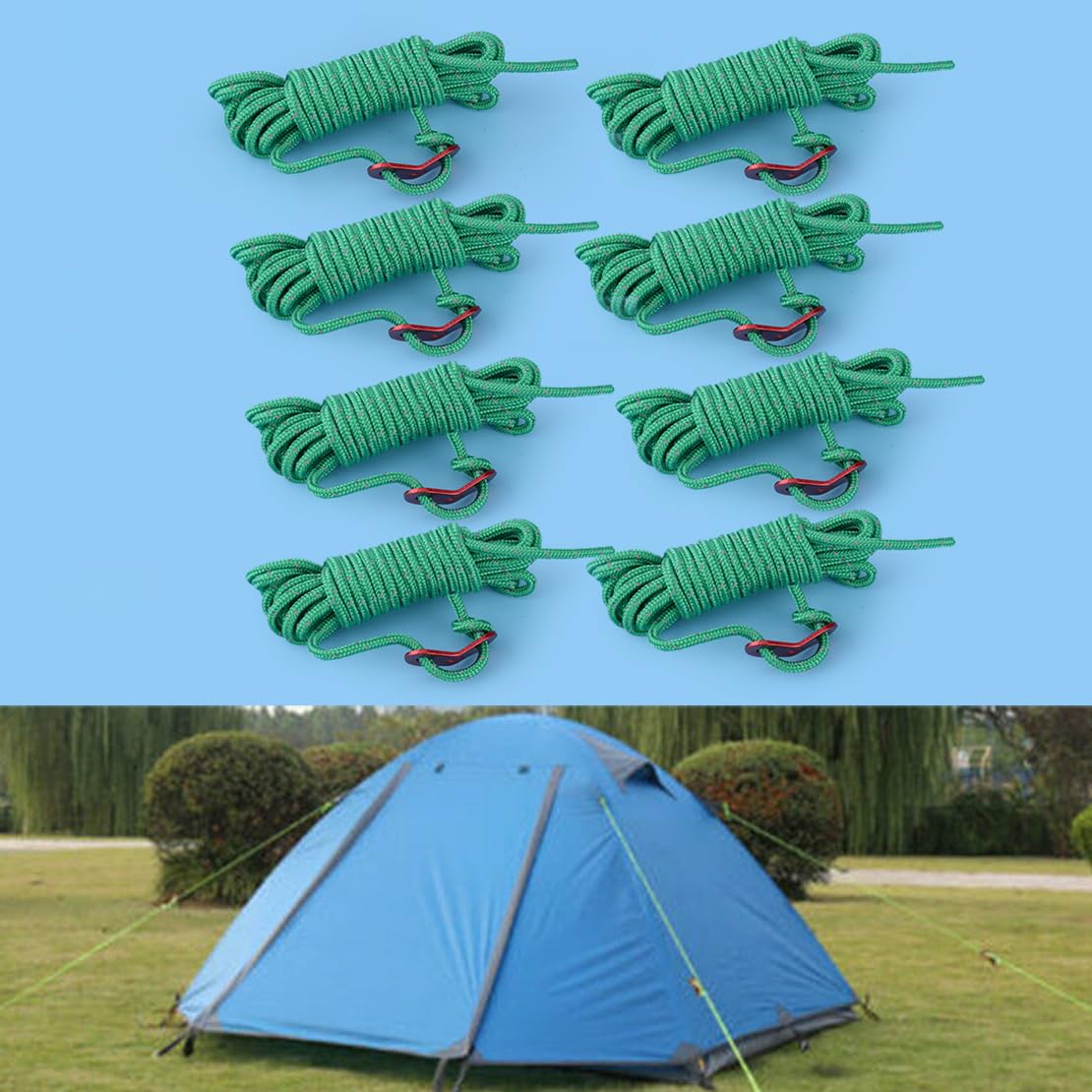 8pcs 4M Reflektierende Zelt Seil Schnur mit Einstellung Schnalle Outdoor Camping Wandern