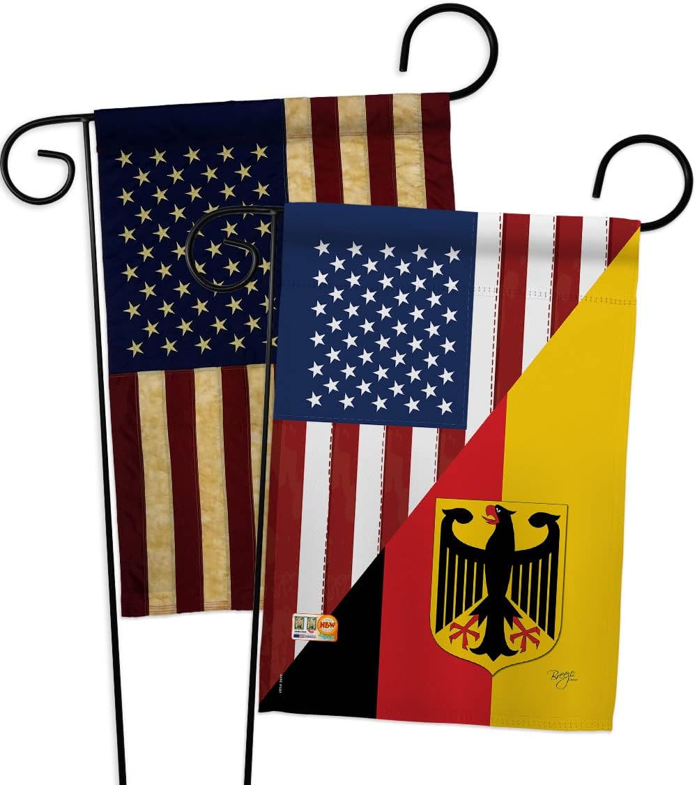 US German Friendship Garden Flags 2pcs Pack Regional USA American Alliance World Country Particular Area Small Decorative Gift Yard House Banner Made In 13 X 18.5