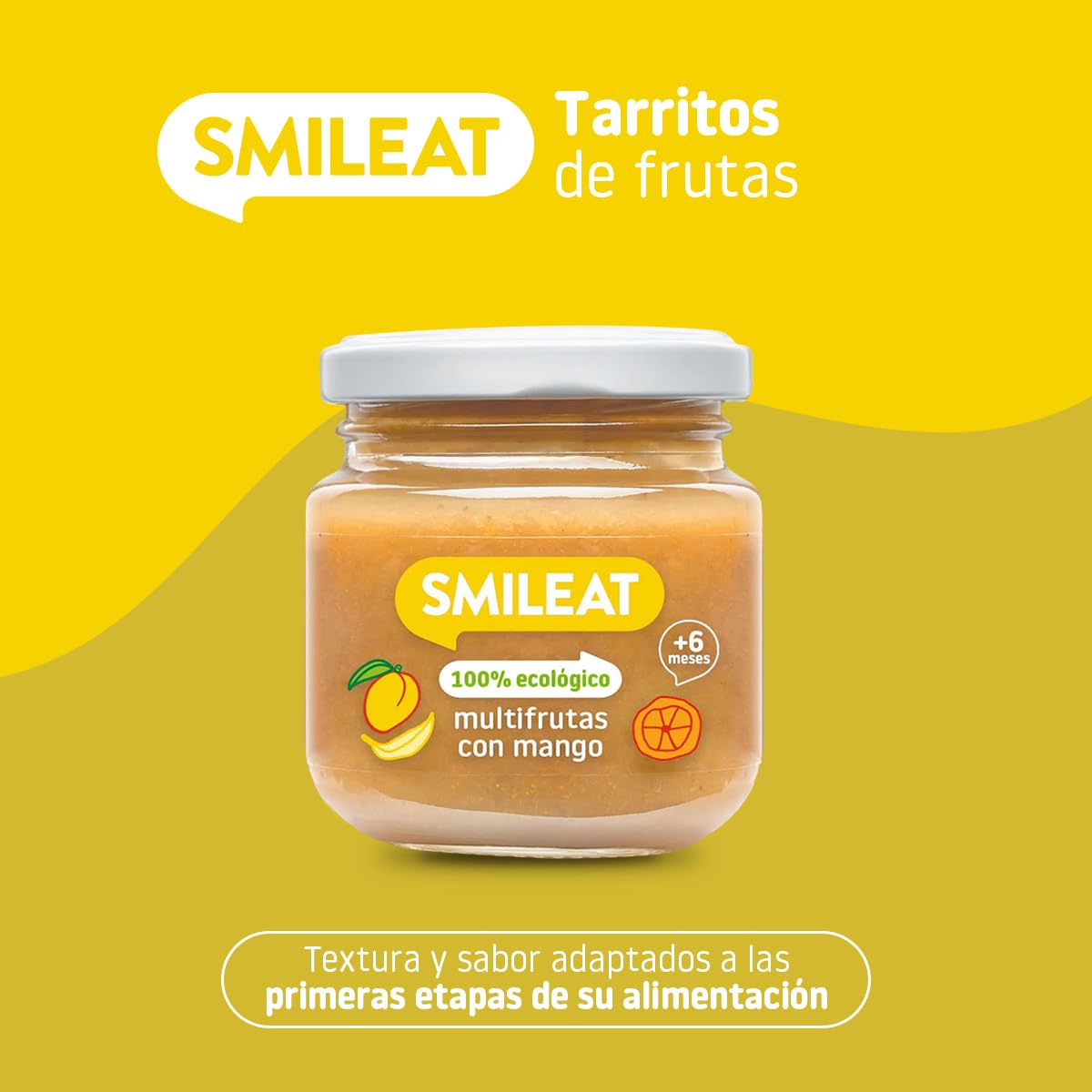 Smileat Tarritos Ecológicos Multifrutas con Mango para Bebés 4 Meses 12x130g