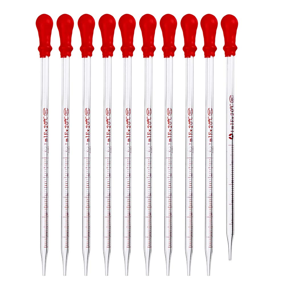 VIDOO 10 Unids/Lote 1/2/5/10Ml Cabeza De Plástico Pipeta De Vidrio Graduado con Escala- 10Ml