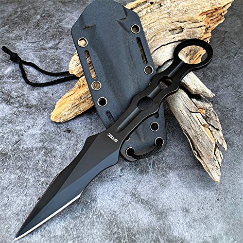 Tactical Knife Hunting Knife Survival Knife Full Tang Fixed Blade Knife Kydex Style Sheath Razor Sharp Edge Camping Accessories Camping Gear Survival Kit Survival Gear Tactical Gear 76537 (Black)