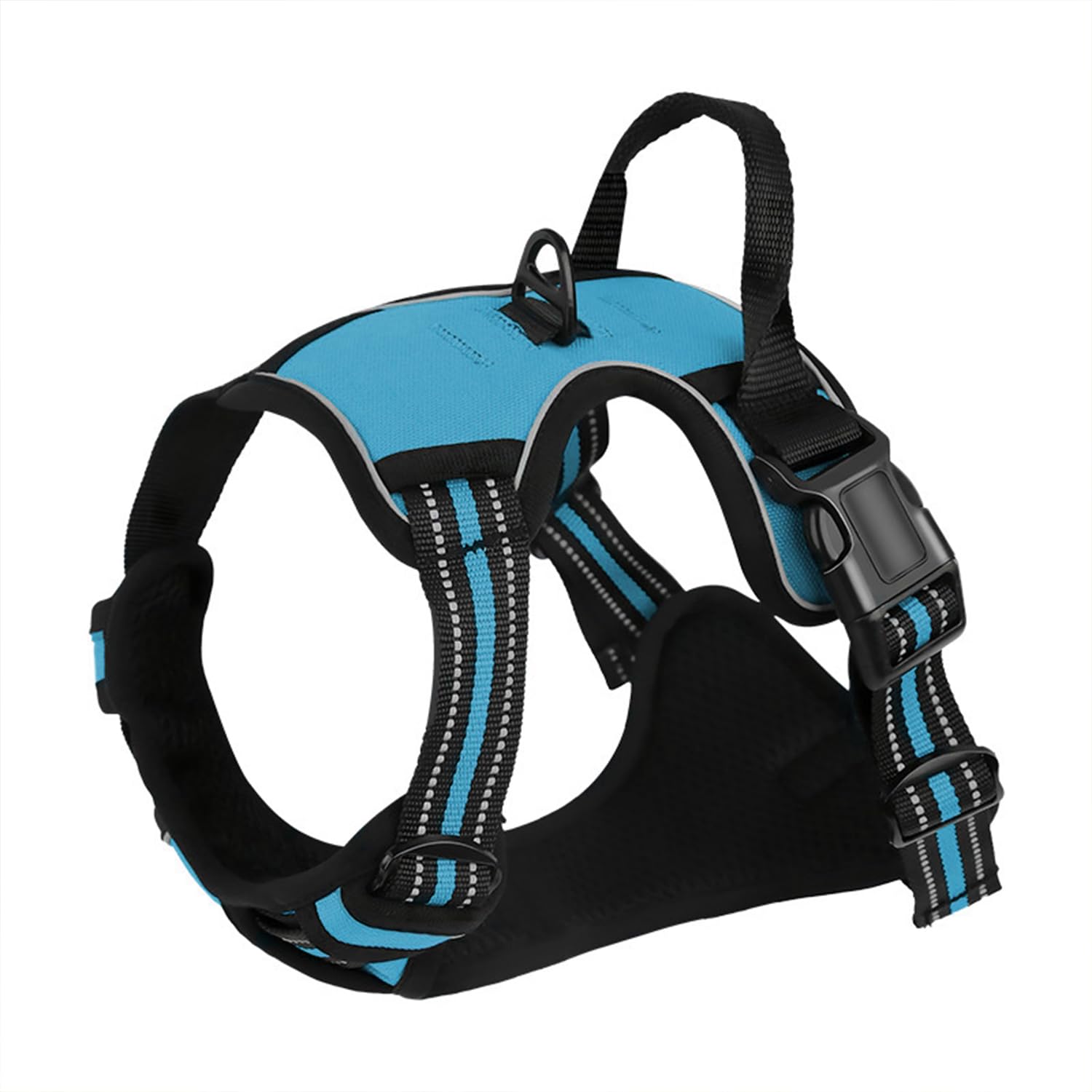 BVEOYPET Dog Harness,Adjustable Soft Padded Dog Vest with 2 Leash Clips,No-Pull Pet Harness with 2 Snap Buckles,Reflective No-Choke Pet Oxford Vest for Small Medium Large Dogs (Blue, XL)