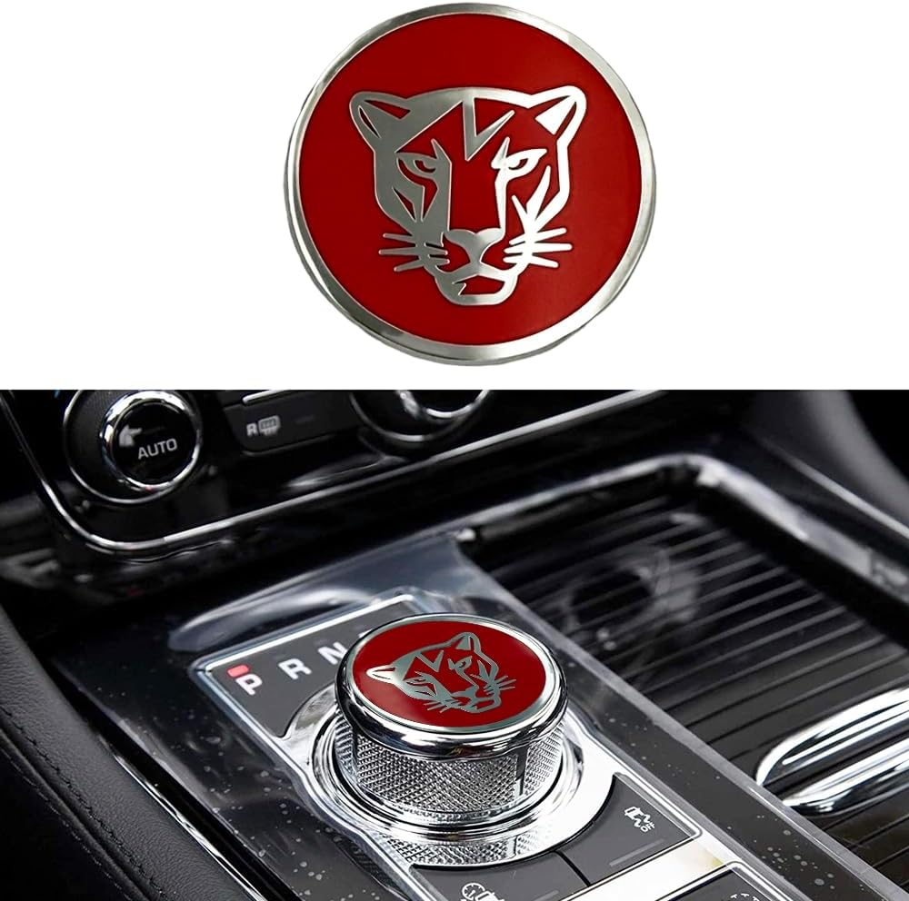 MAXDOOL Panel Frame Cover Trim Accessories Gear Shift Knob Cover Decoration Trim Sticker for Jaguar XF XE XJ F-Pace (Red)