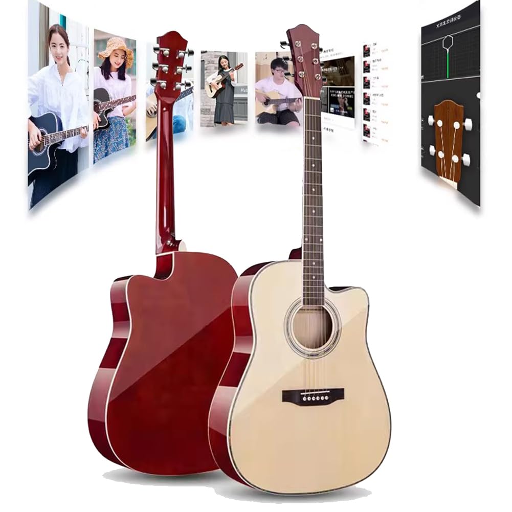 Akustikgitarren-Bundle für Anfänger, 104 cm, volle Größe, mit Gigbag, Gurt, Stimmgerät, Saiten, Plektren, Kapodaster, Ständer, Starter-Kit für Erwachsene Lernende