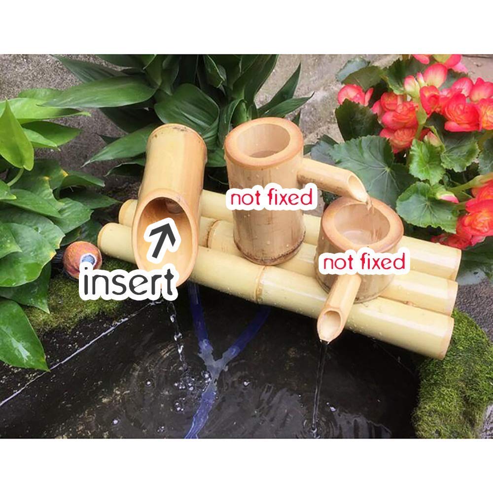 Fontana da Giardino in bambù Fontana in bambù Zen con Pompa, Fontana Versatile per Interni ed Esterni, Lunghezza 45 cm
