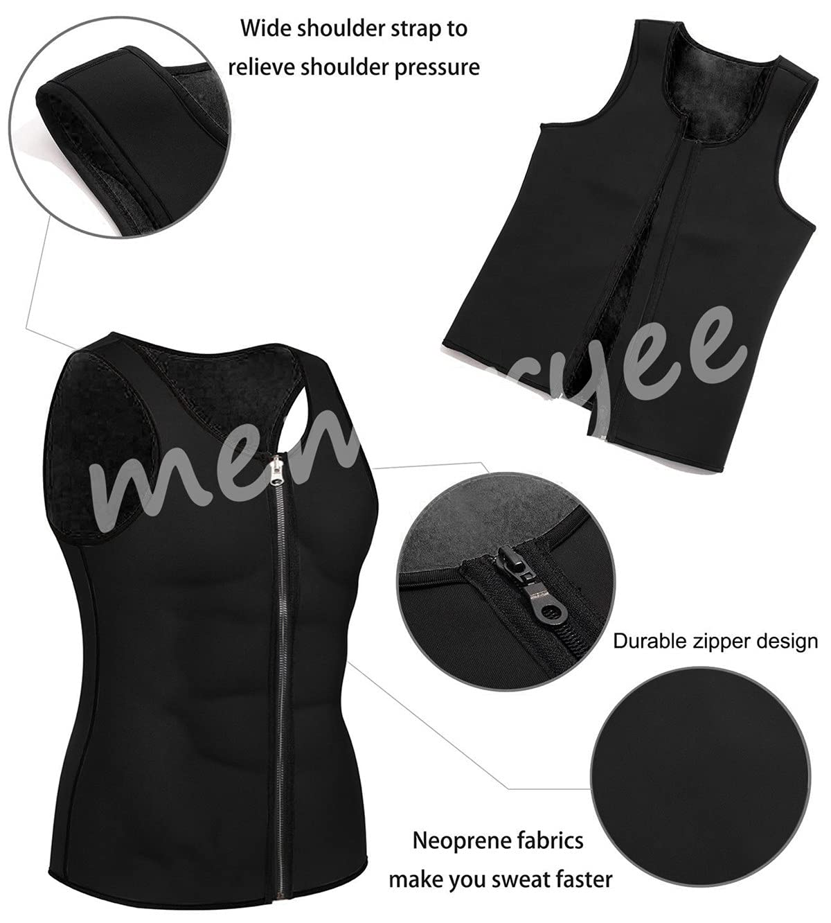 Memoryee Gilet Neoprene Body Shaper Tuta Sauna Allenamento Fitness Uomo
