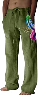 LindoMaker Walking Pants for Men Cropped Casual Pants Drawstring Waist Lightweight Beach Pants Workout Yoga Pants