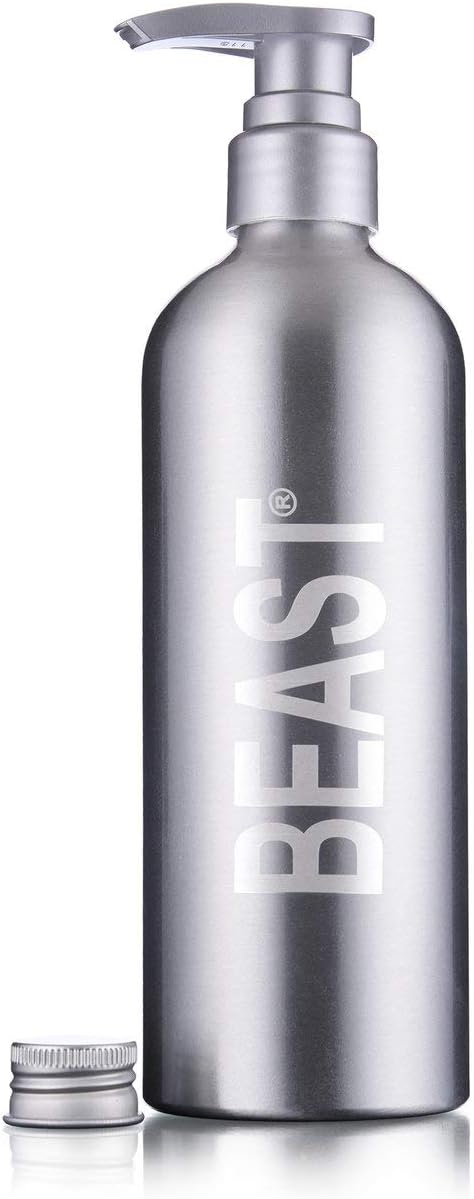 Beast Bottle - Reusable 16oz Eco-Friendly Shower Bottle Made from Durable Recycled Aluminum - Refillable with Tame The Beast Shampoo Conditioner Body Wash Liquid Soap Shaving Cream