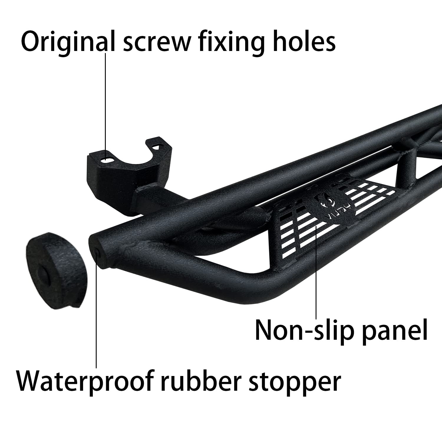 TIOYAR Wrangler Side Step Black Texture Running Board Non-Slip Rust Prevention Compatible with 2007 2008 2009 2010 2011 2012 2013 2014 2015 2016 2017 Wrangler JK & JKU 4 Doors