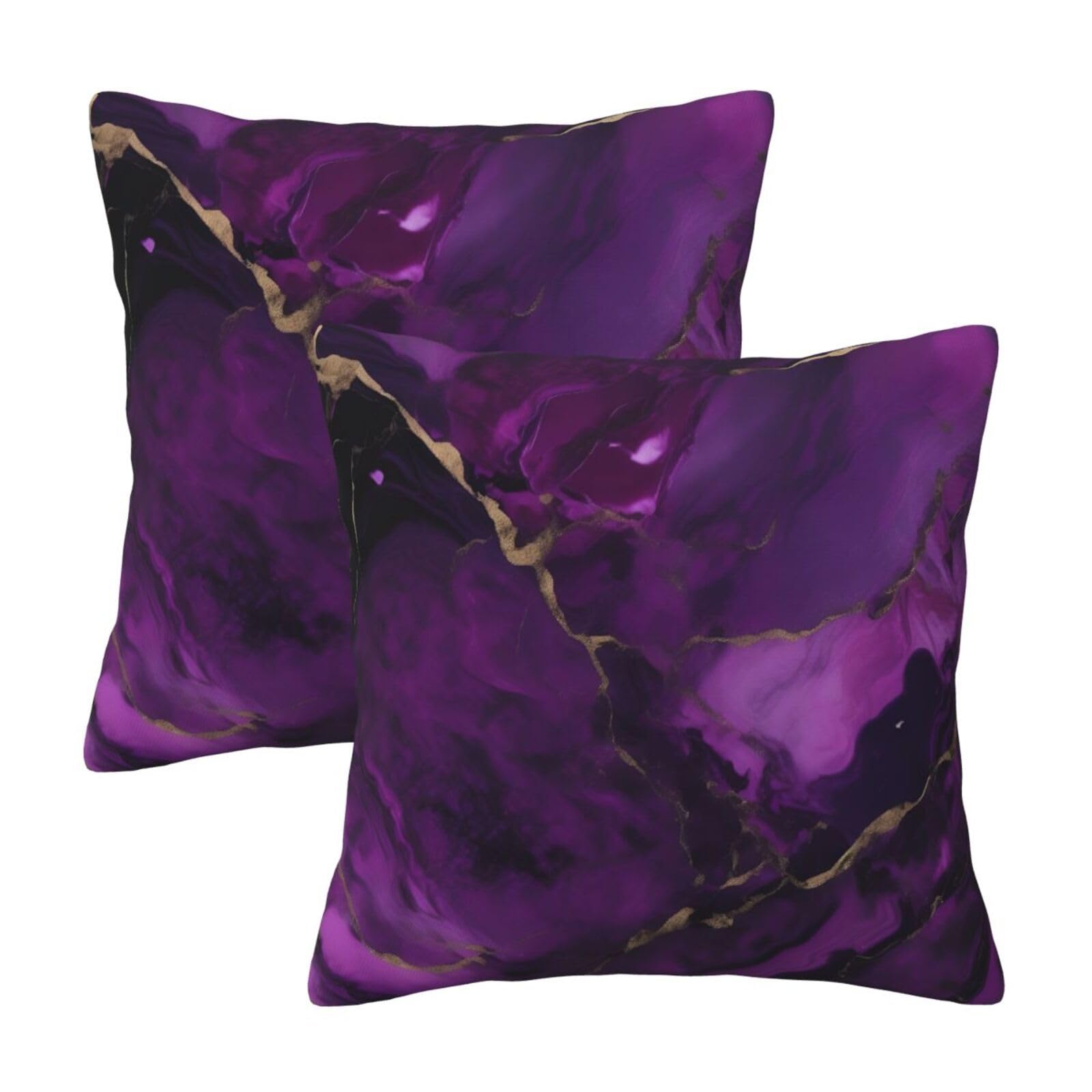 Housses de coussin motif marbre violet foncé de qualité supérieure