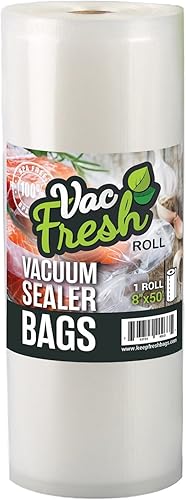 Vac Fresh Food - Rollos selladores al vacío (8 pulgadas x 50 pies, 1 rollo), bolsas de almacenamiento de alimentos en relieve VF850 de 3.5 mil,