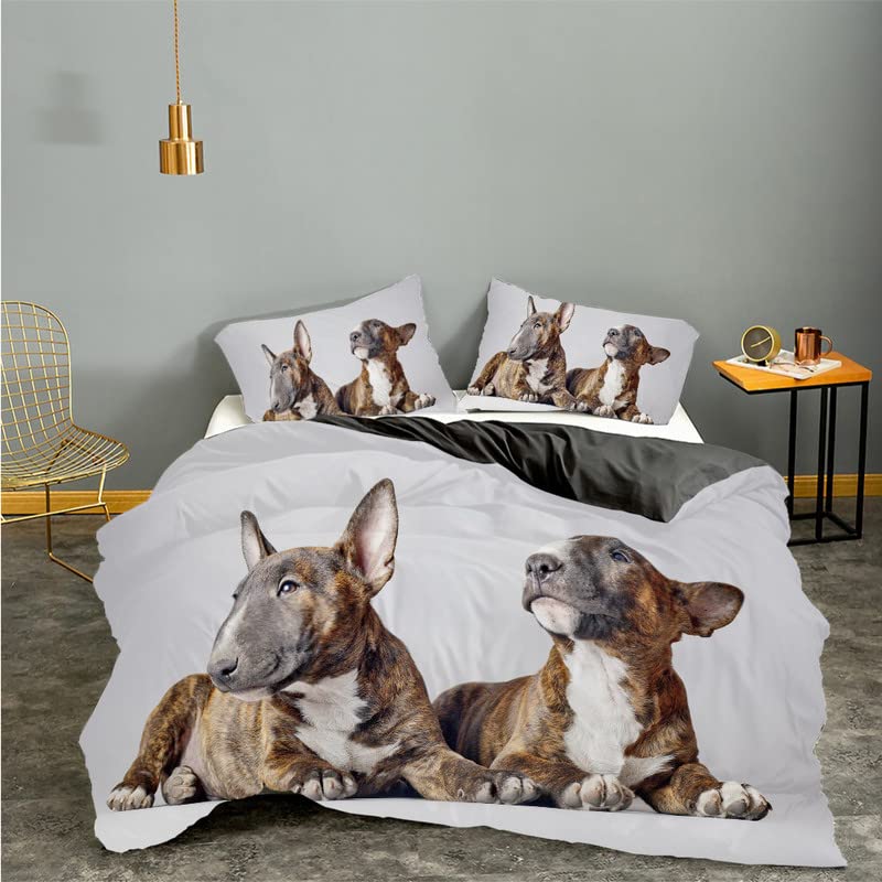 Housse de couette 240x260 cm chien gris avec fermeture éclair pratique