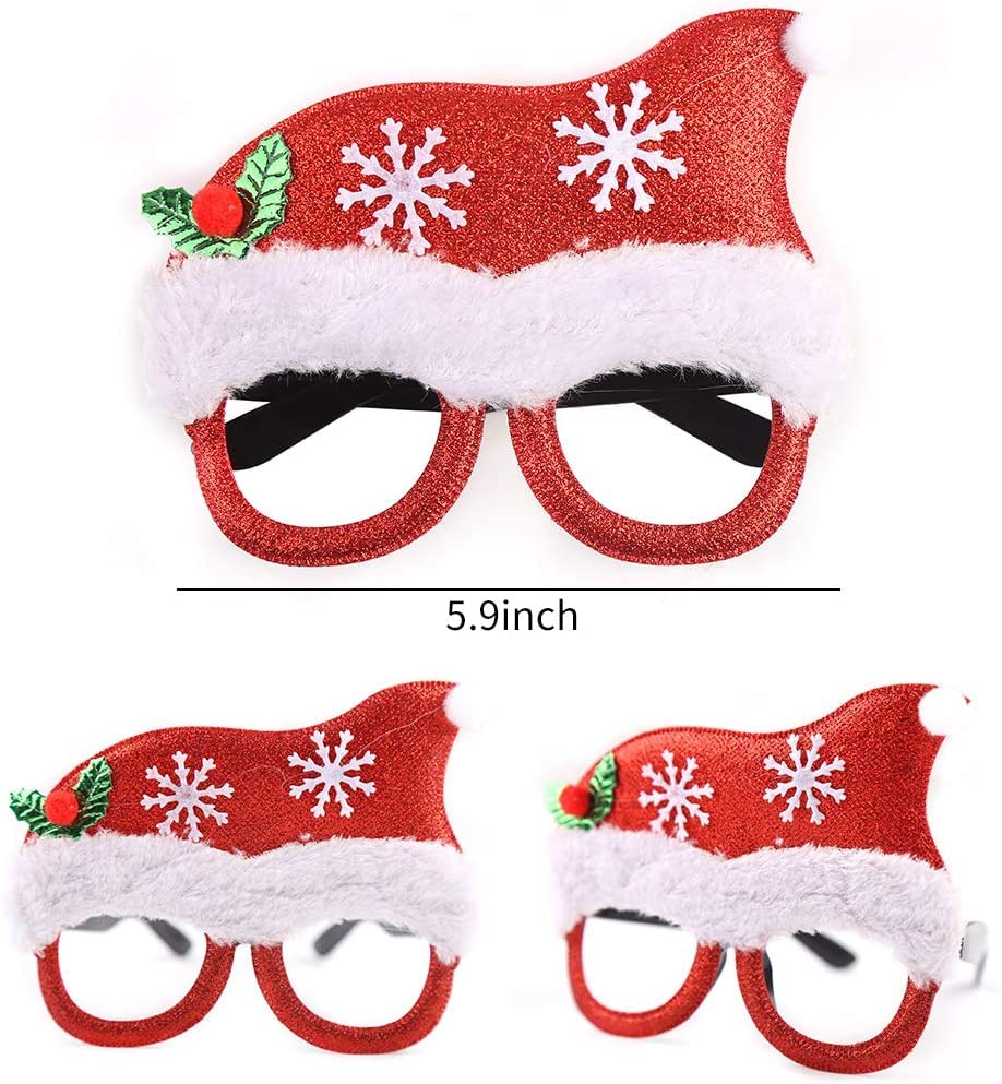 DERAYEE Weihnachtsbrille, 6 Stück Weihnachtsbrillen, Weihnachten Brille Rahmen für Deko Weihnachten
