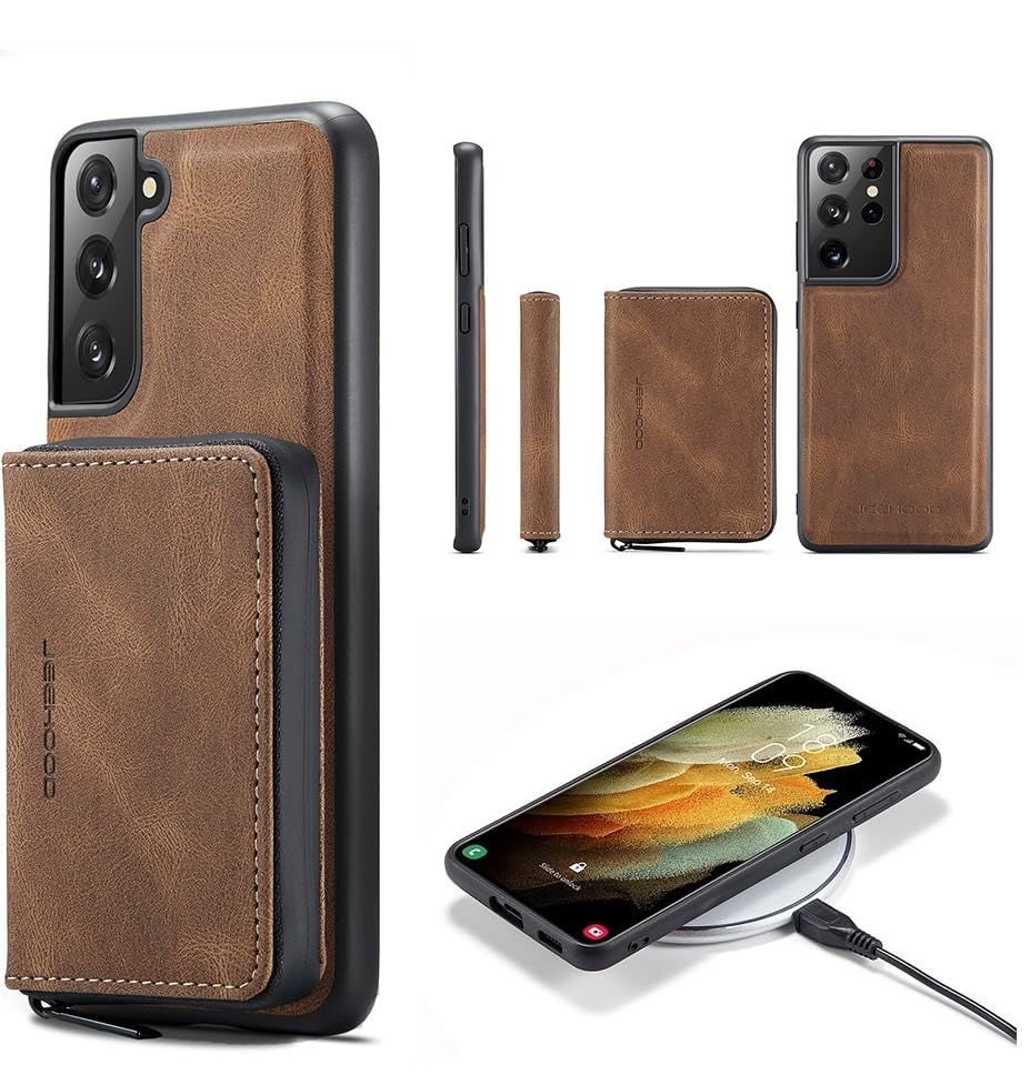Coque en cuir magnétique détachable pour Samsung S22 Plus finition haut de gamme
