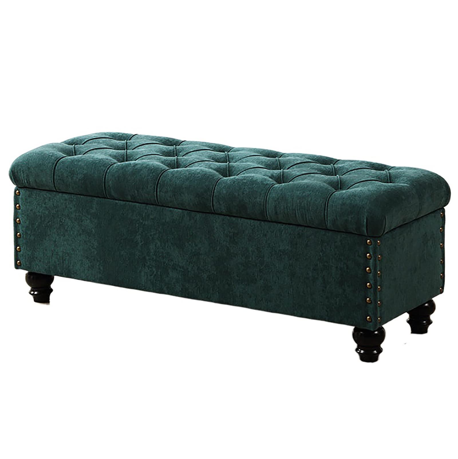 Banc à chaussures d'entrée vintage vert avec grand coffre en lin