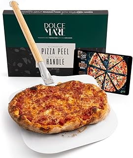 DOLCE MARE® Pizzaschieber - Aluminium Pizzaschaufel mit robustem Bambusholzgriff für eine angenehme Handhabung - Pizza Pad...