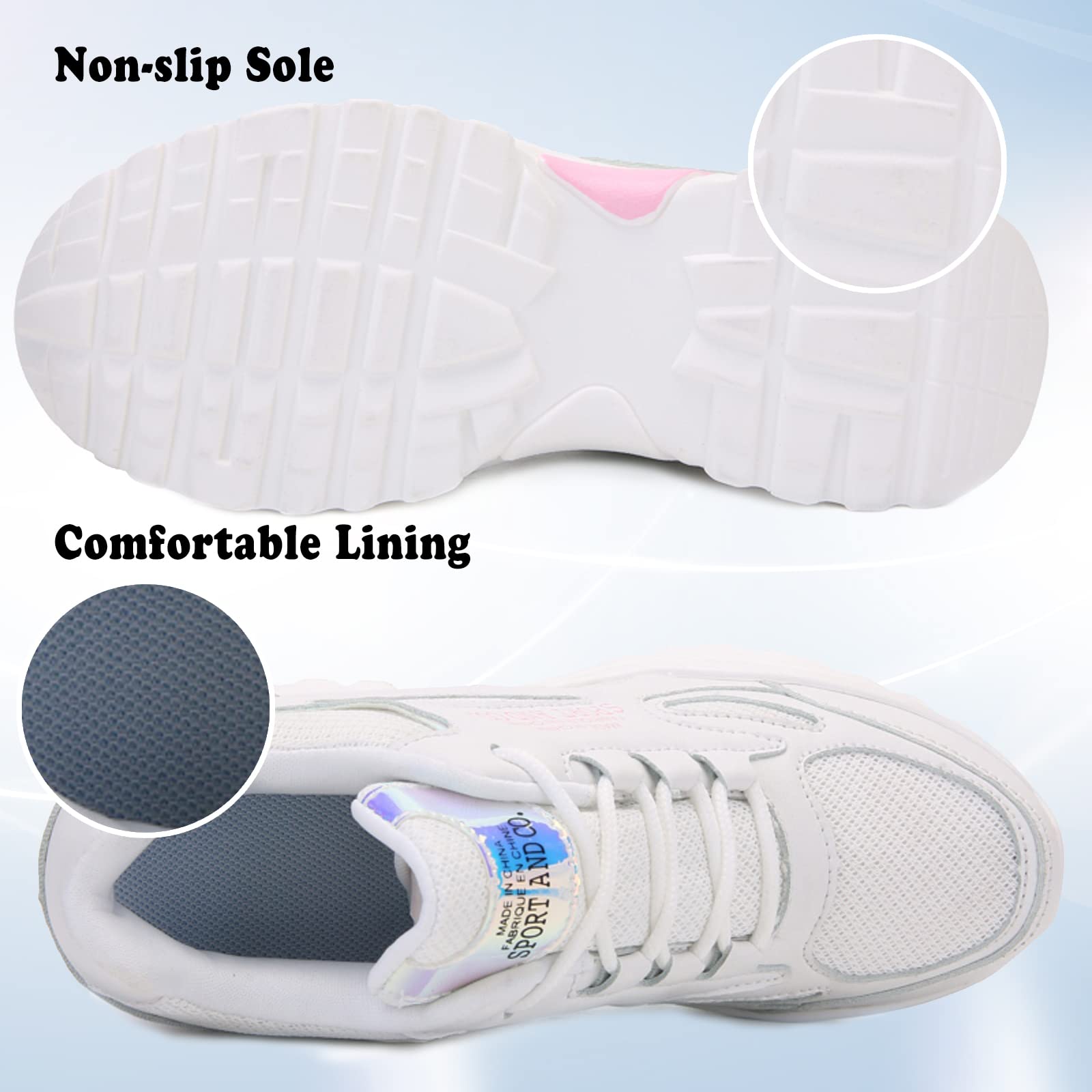 AONEGOLD Sneakers con Zeppa Donna Scarpe da Ginnastica con Tacco Nascosto Sportive Fitness Scarpe Traspiranti Plateau Casual Moda Antiscivolo Sneakers