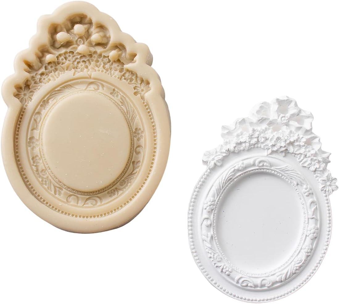AngleThing Crown (Flower Top Frame) Vintage Silicone Mold – Antique Design for Resin, Plaster, Photo Frame (Wall Decor)