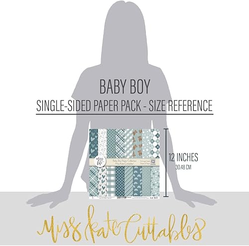 Miniatura 3 de Miss Kate Cuttables Paquete de papel de patrón – Bebé niño – Fiesta de revelación de género recién nacido álbum de recortes de papel especial