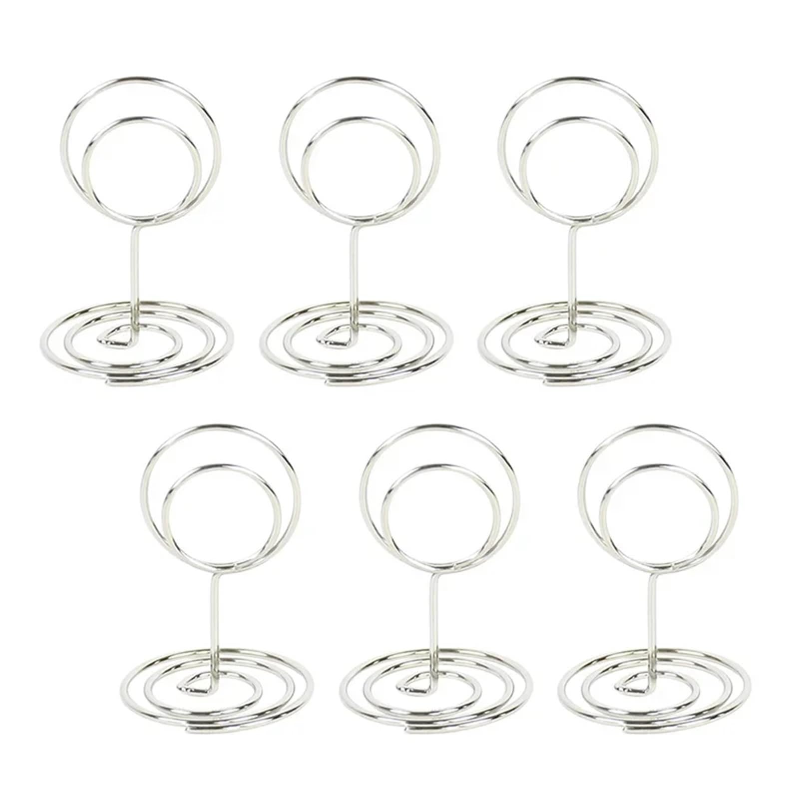 GOXQIT 24pcs Table Number Holders Metal Place Card Holder Photo Clip Stand Wedding Name Sign Graduation Party Home Office For Party(Silver round)
