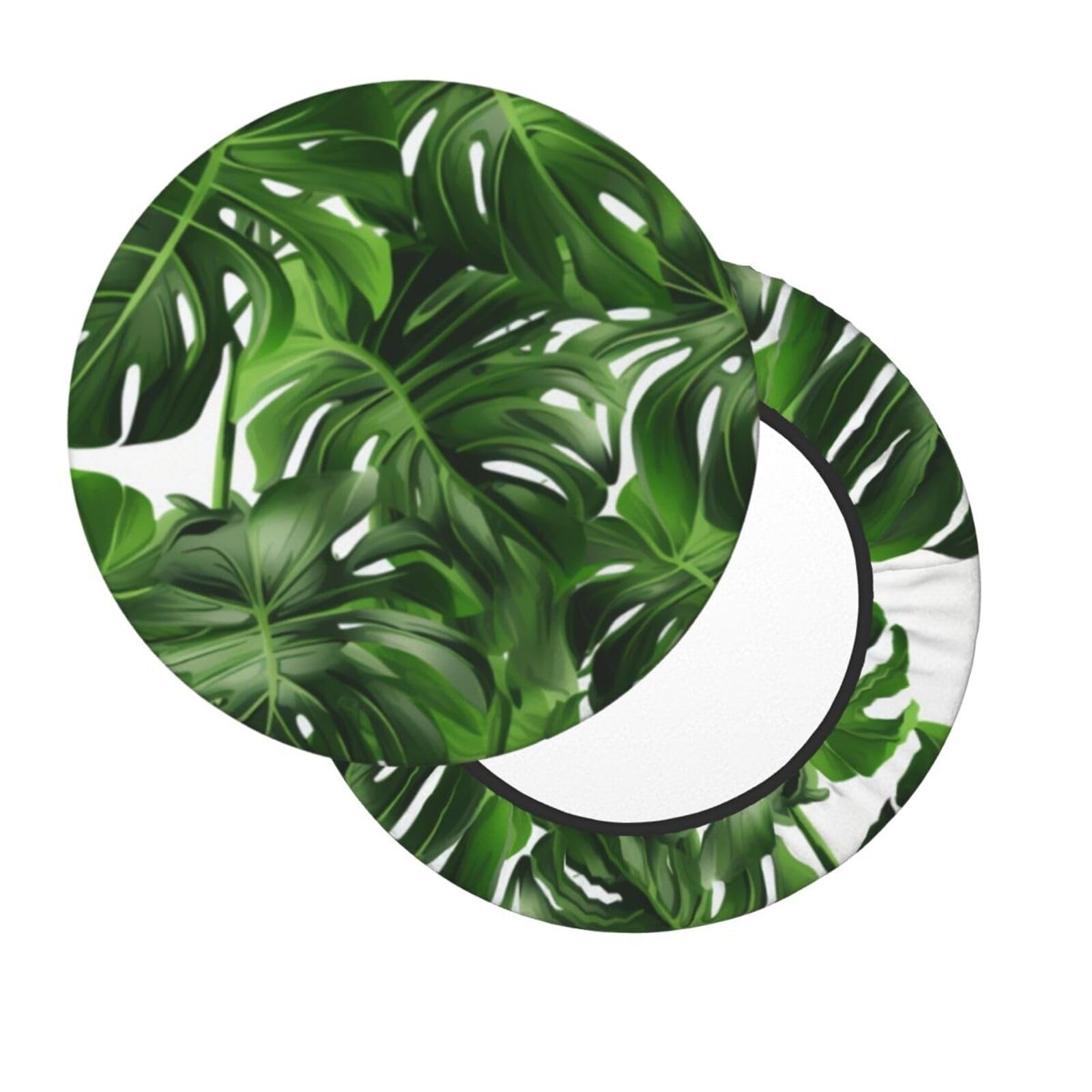 RLDOBOFE Monstera Deliciosa Banana Palm Stool Covers Round Velvet Breathable Bar Stool Covers Washable Elastic Bar Stool Seat Covers Bar Chair Cover Dustproof Chair Slipcover