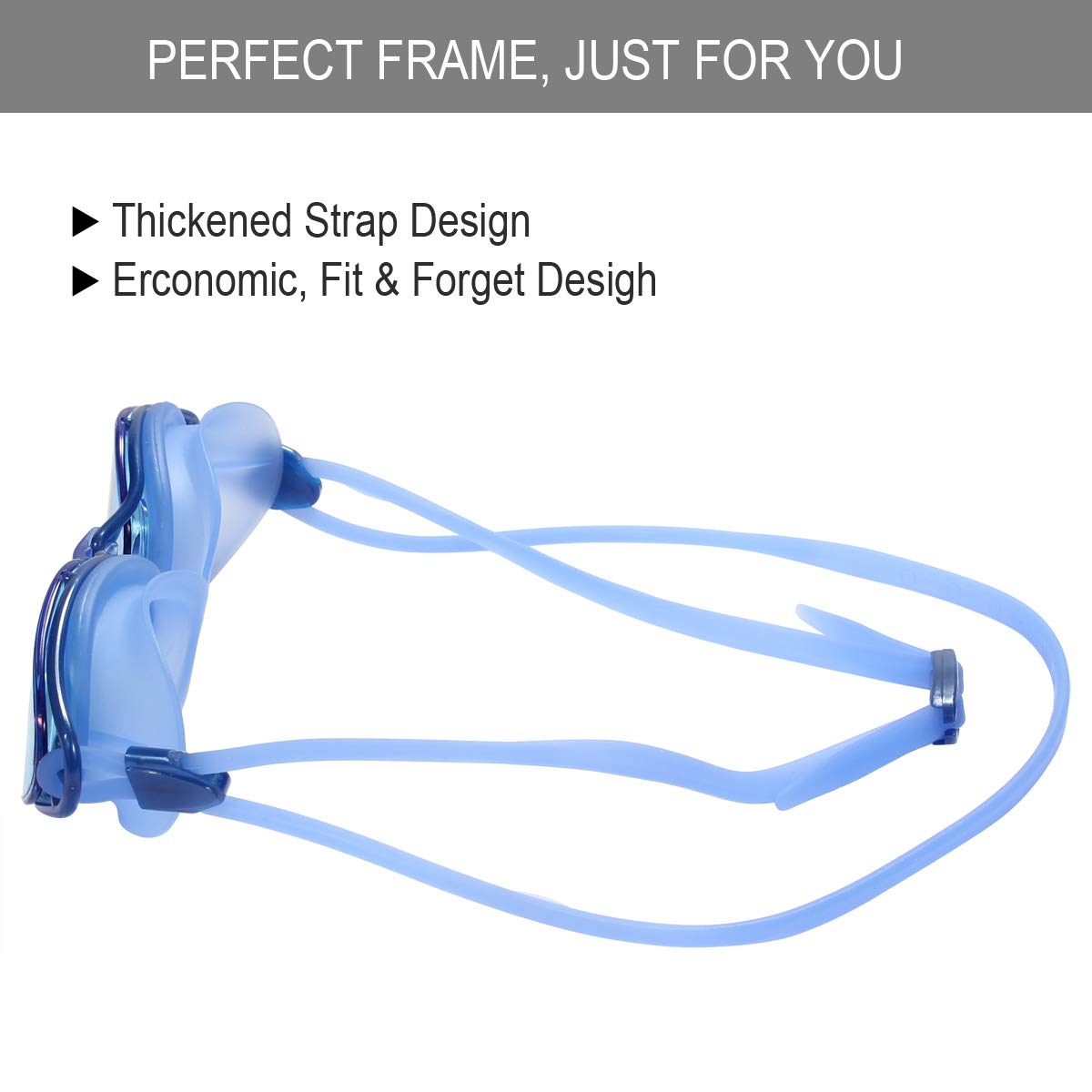 Poxas Lunettes de natation effet miroir, sans fuite, anti-buée, protection UV avec étui de protection gratuit pour adultes, hommes, femmes, enfants (verres miroir bleu/bleu)