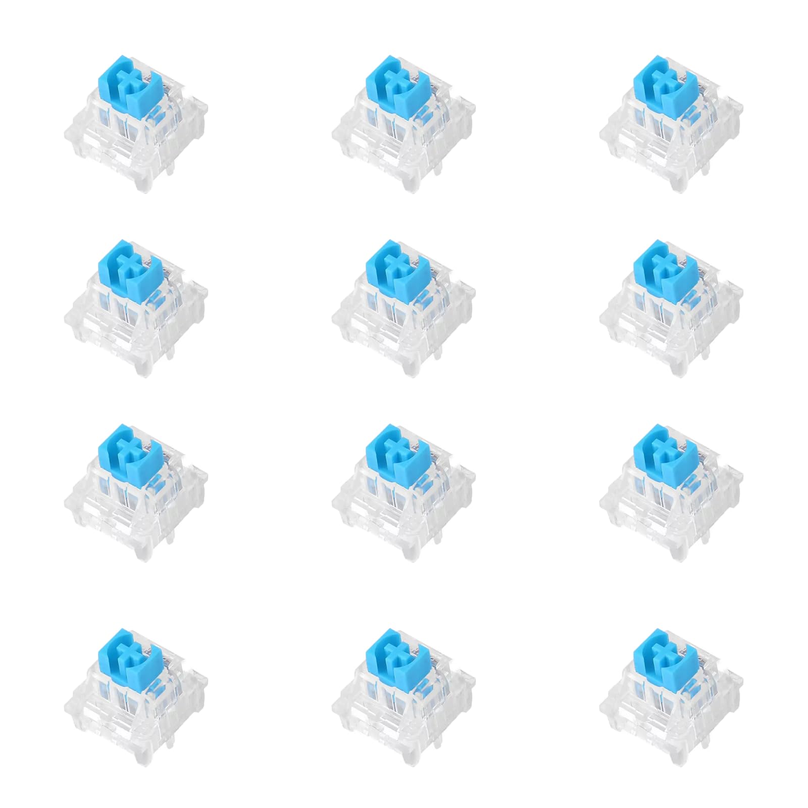 Dmopipp Keyboard Switches, 12PCS Blue Keyboard Clicker Replacement 3 PIN Mechanical Keyboard Switch Clicky Accurate Typing, Dustproof Keyboard Switches for LED Mechanical Gaming Keyboard
