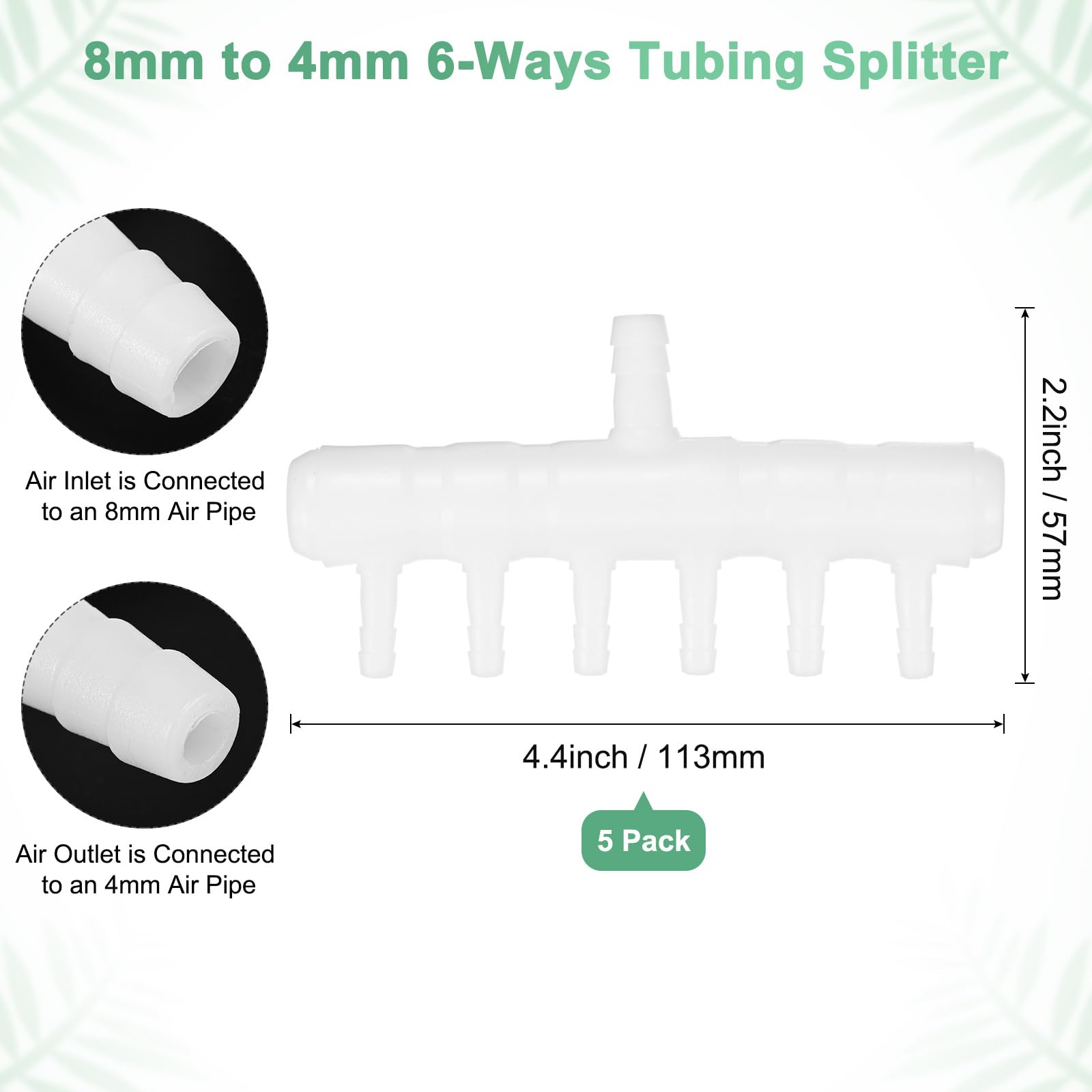 M METERXITY 5-Pack Aquarium Air Valve 8mm to 4mm 6-Ways - Image 3
