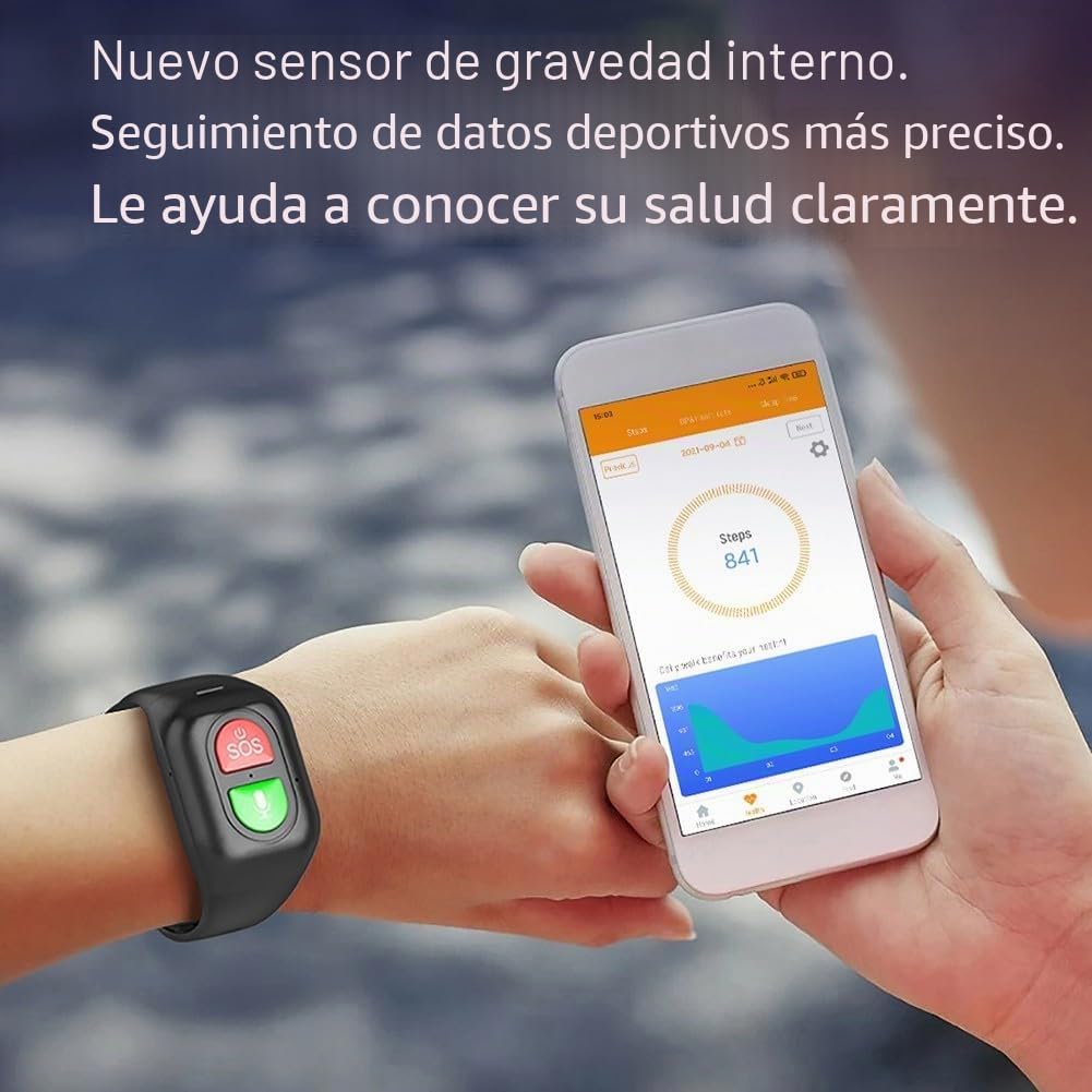 SPORTARC Reloj inteligente 4G de posicionamiento con detección de caída, frecuencia cardíaca y presión arterial, dispositivos de alerta de caída para ancianos con GPS