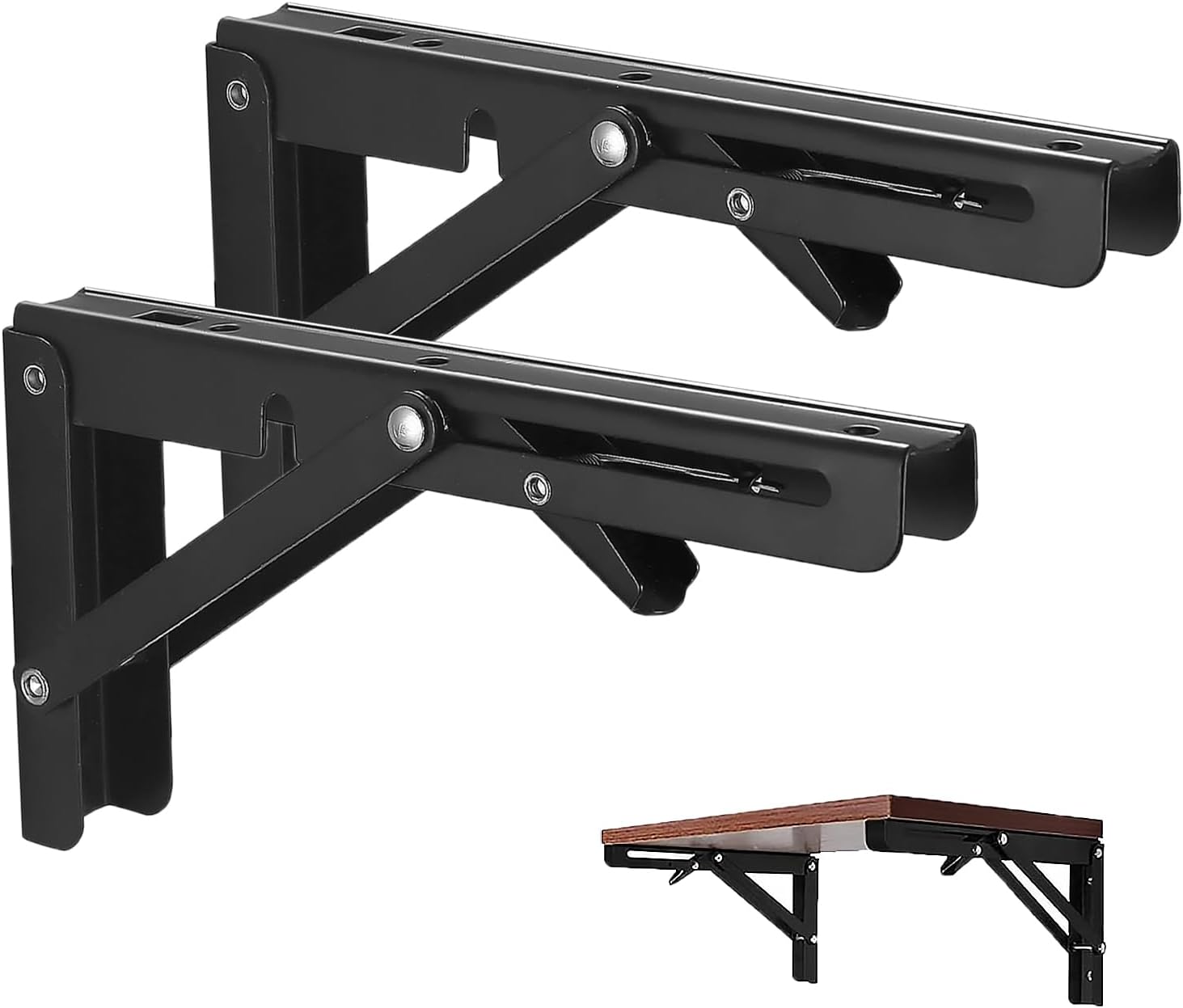 Vebetter 200 mm Folding Bracket, 2 x Black Folding Console Brackets ...