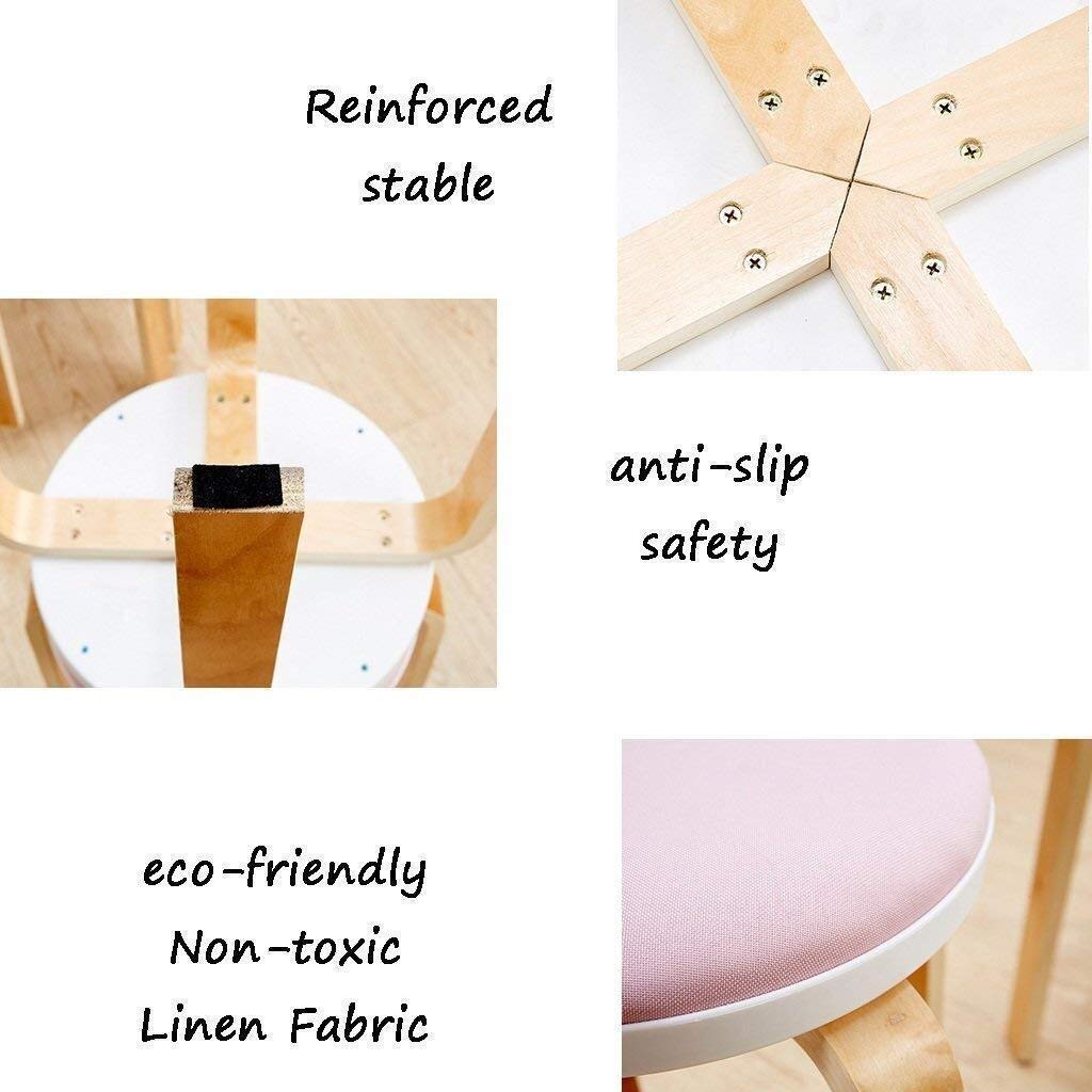 Bureau Stoel Ronde Kruk Houten Entree Stoel, Eetkamerstoel Massief Houten Rotan Kruk Leisure Home Lage Kruk Rotan Stapelbare Schoenenwissel Kruk For Keuken Woonkamer(Khaki,1pcs