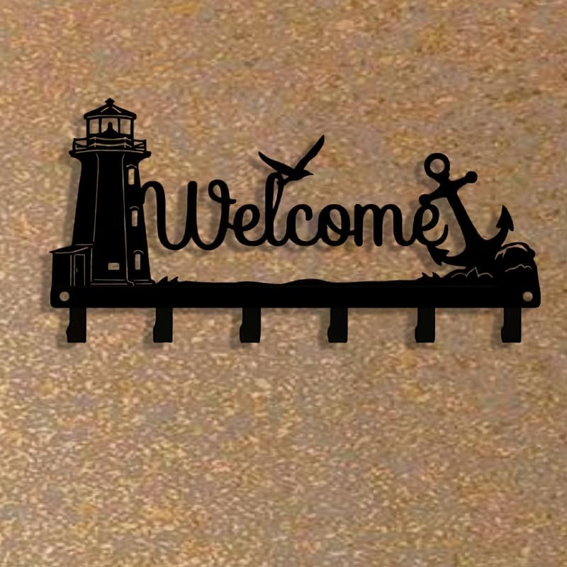 12" Heavy Duty Black Iron 5-Hook Wall Rack, Key Coat Holder, Entryway Housewarming Gift