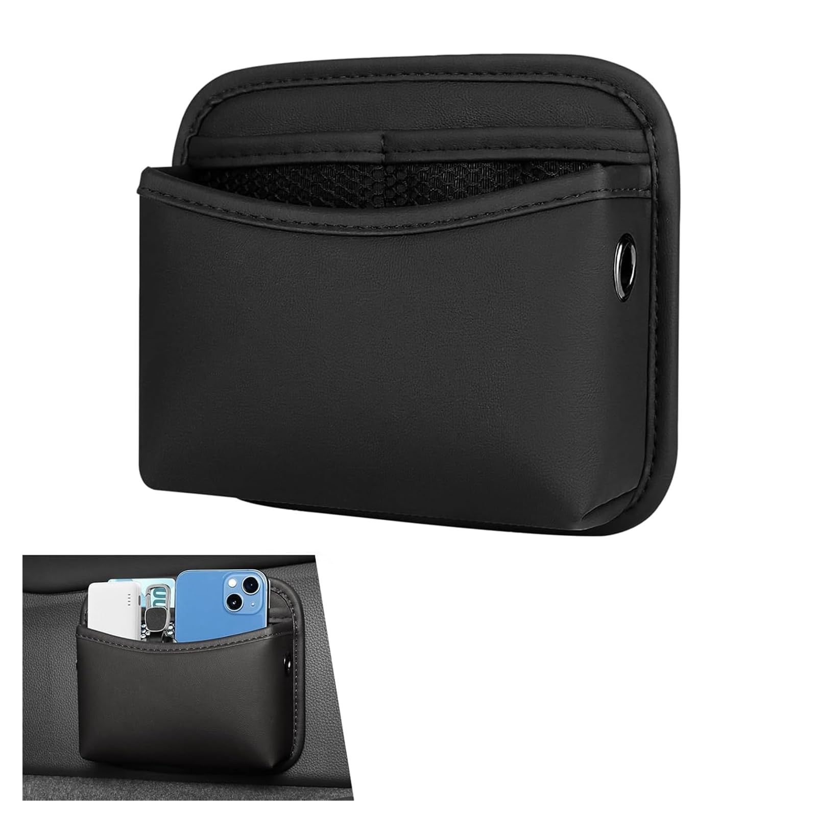 DabbOo Auto Seite Tasche Veranstalter Aufbewahrungsbox 18.5x15.5cm Universal Auto Tasche Handyhalter Geeignet zur Aufbewahrung von Schlüsseln und Mobiltelefonen Kleine Gegenstände(Schwarz)