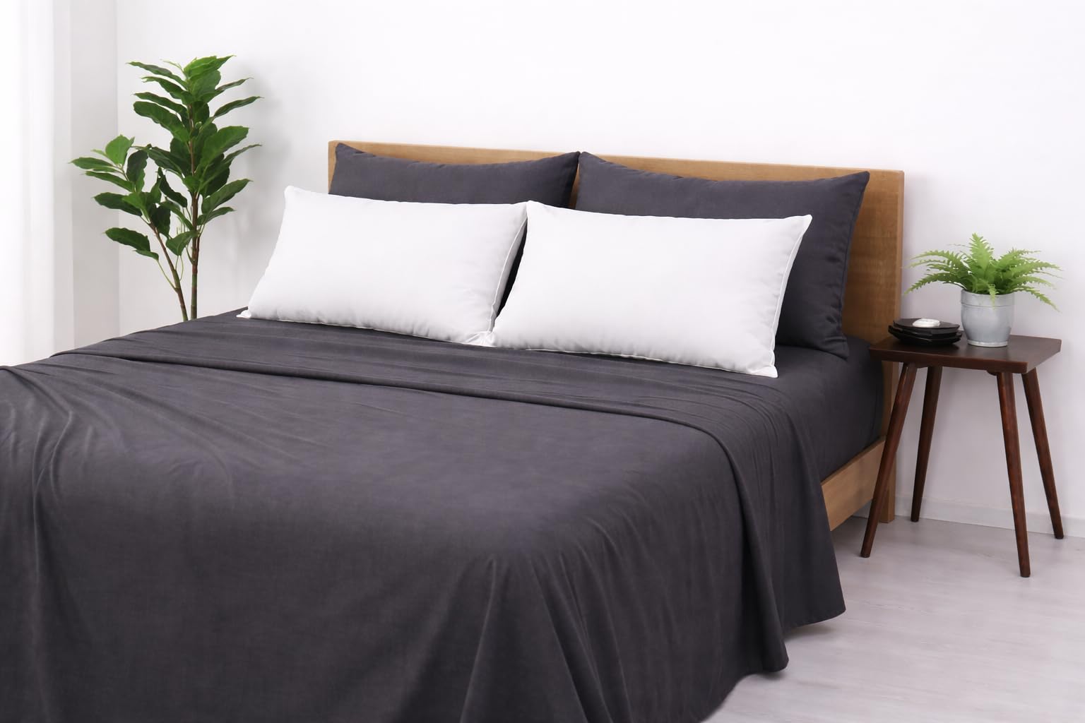Blue Strip Polycotton Bedsheet, Double 90x100 (Charcoal & White)
