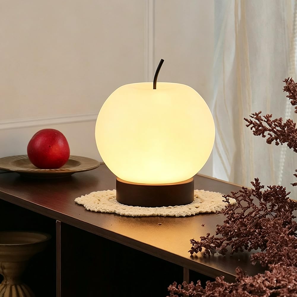 LED Tischlampe Kabellose Runde Art Déco Wohnzimmerlampe Batteriebetrieben Kugel Akku Tischlampe USB Aufladen Innen Dimmbar mit Schalter Nachttischlampe 3 Farbtemperaturen Acryl Lampenschirm