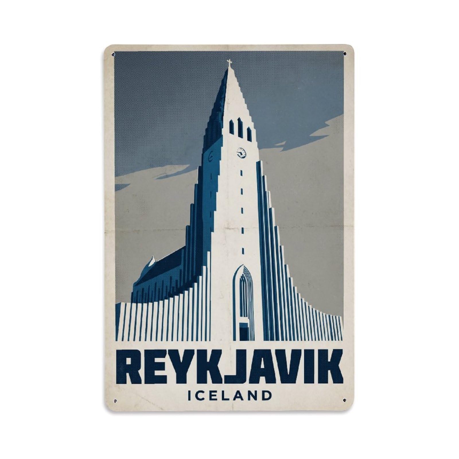 Vintage Travel Iceland Reykjavik Metal Tin Sign