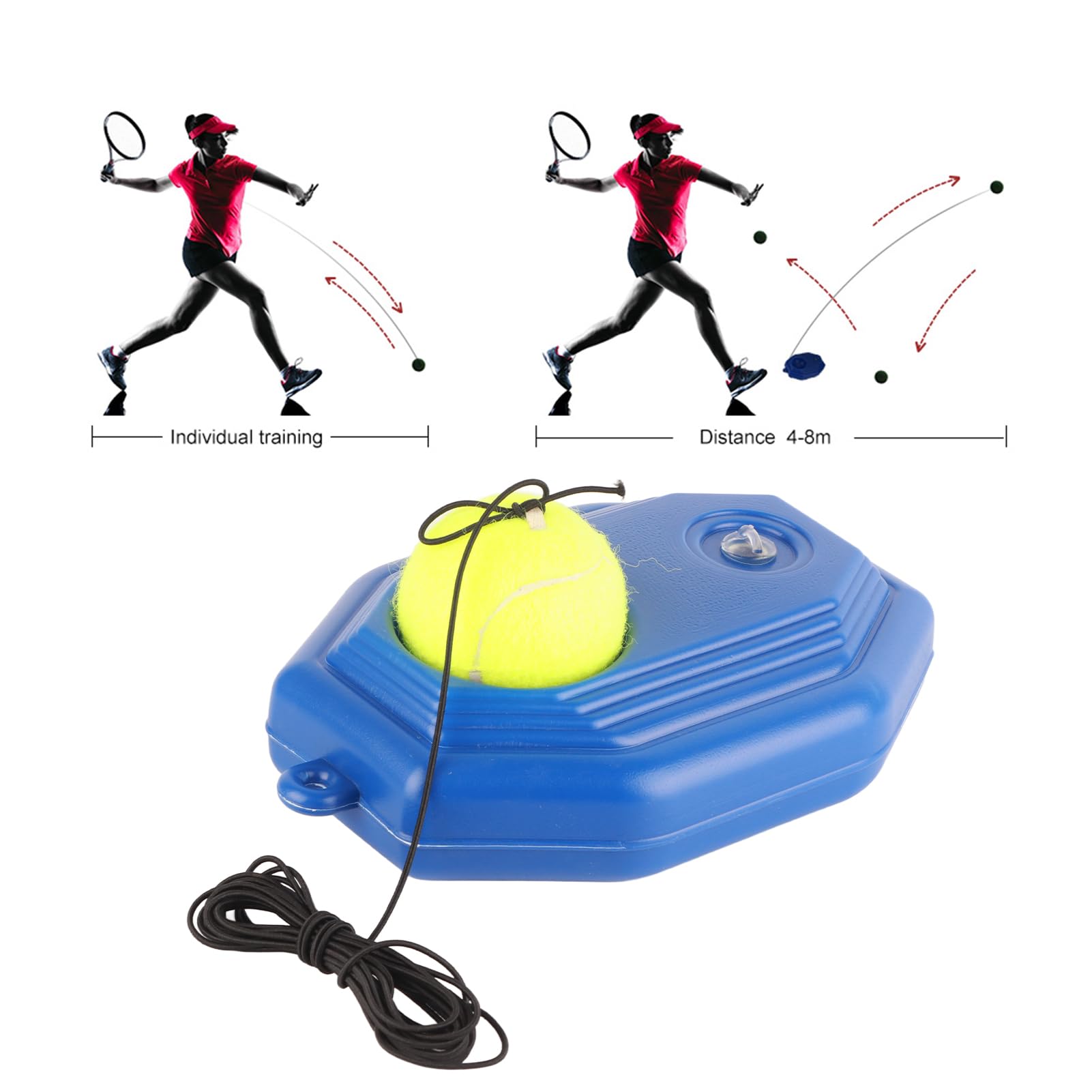 Set Base per Palline da Tennis, Resistente Allenatore per la Schiena con Pallina da Tennis con Corda Elastica in Gomma per la Pratica di Una Sola Persona
