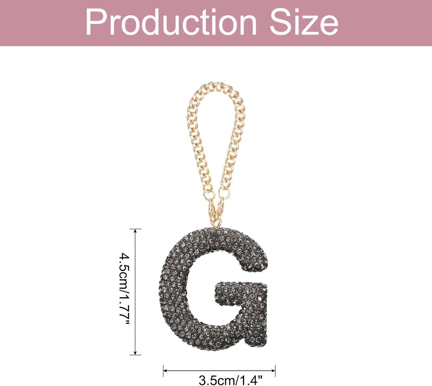 MECCANIXITY Bling Car Letter Charm, Initial G Letter Interior Car Rear View Mirror Decoration Hanging Crystal Ornaments for Women Bags Water Cup DIY Craft, Gray