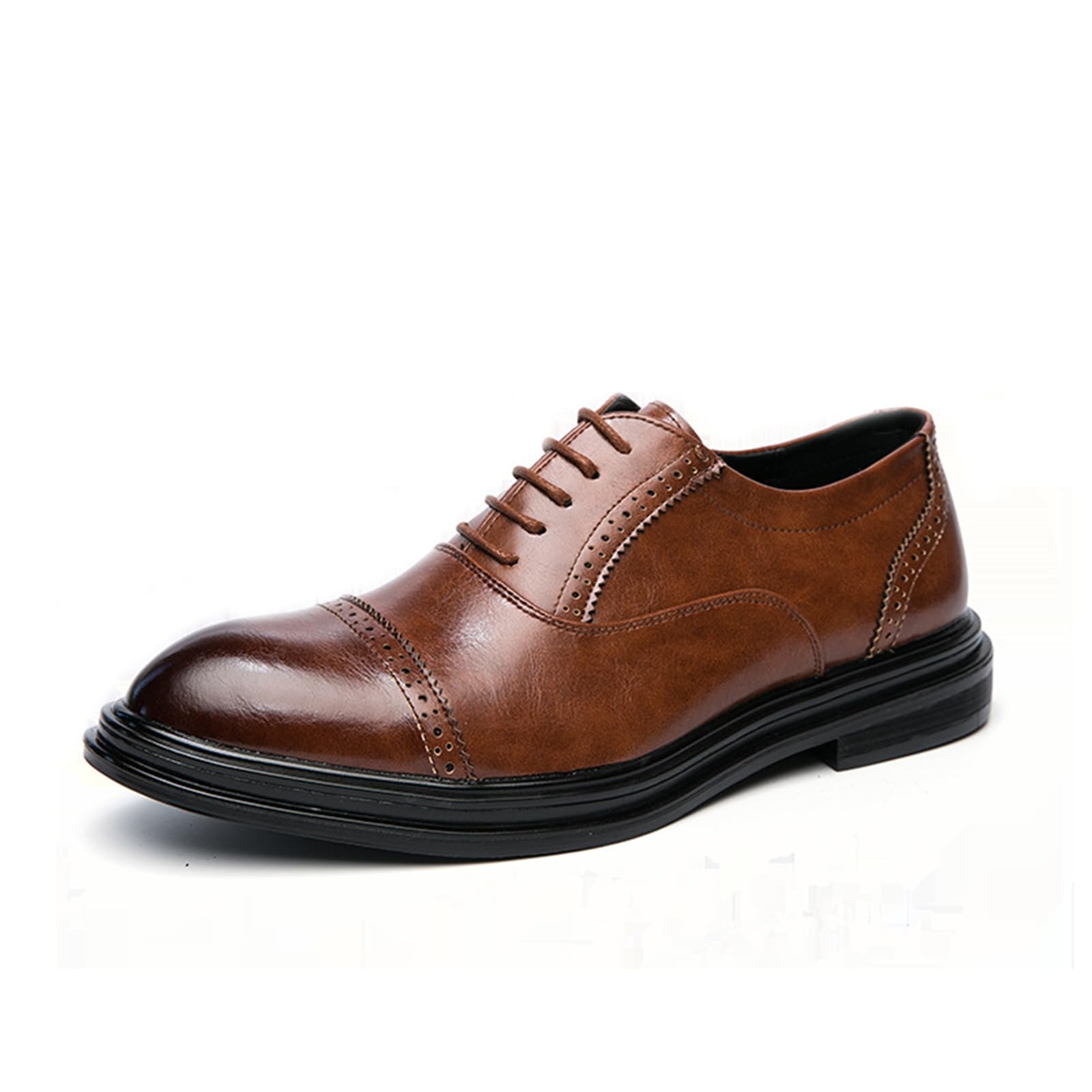 Herren Schnürsenkel Derby Schuhe Flügel Oxford Schuhe Runde Zehen Hochzeit Business Anzug Schuhe