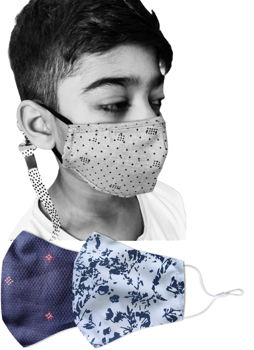 El Regalo 2 Masks and 1 lanyard for kids age 3-8 years| Adjustable Cotton Face Masks | Washable, Breathable & Reusable Face Masks for Boys and Girls