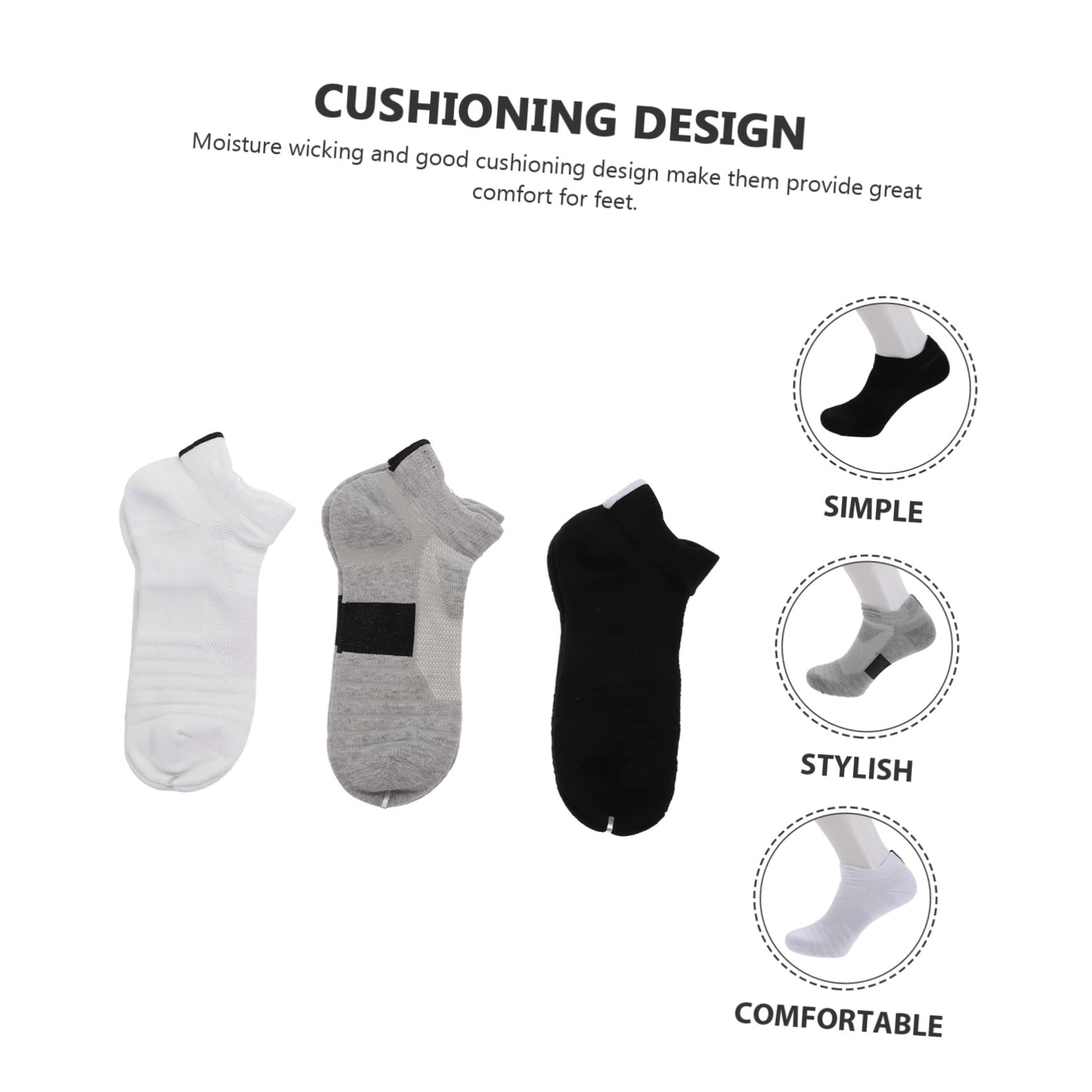 Calze Sportive Uomo Poliestere 6 Paia Corte Traspiranti | Ammortizzazione e Prevenzione delle Vesciche, per Attività Quotidiane e Casual Wear, Atmosfera Estiva
